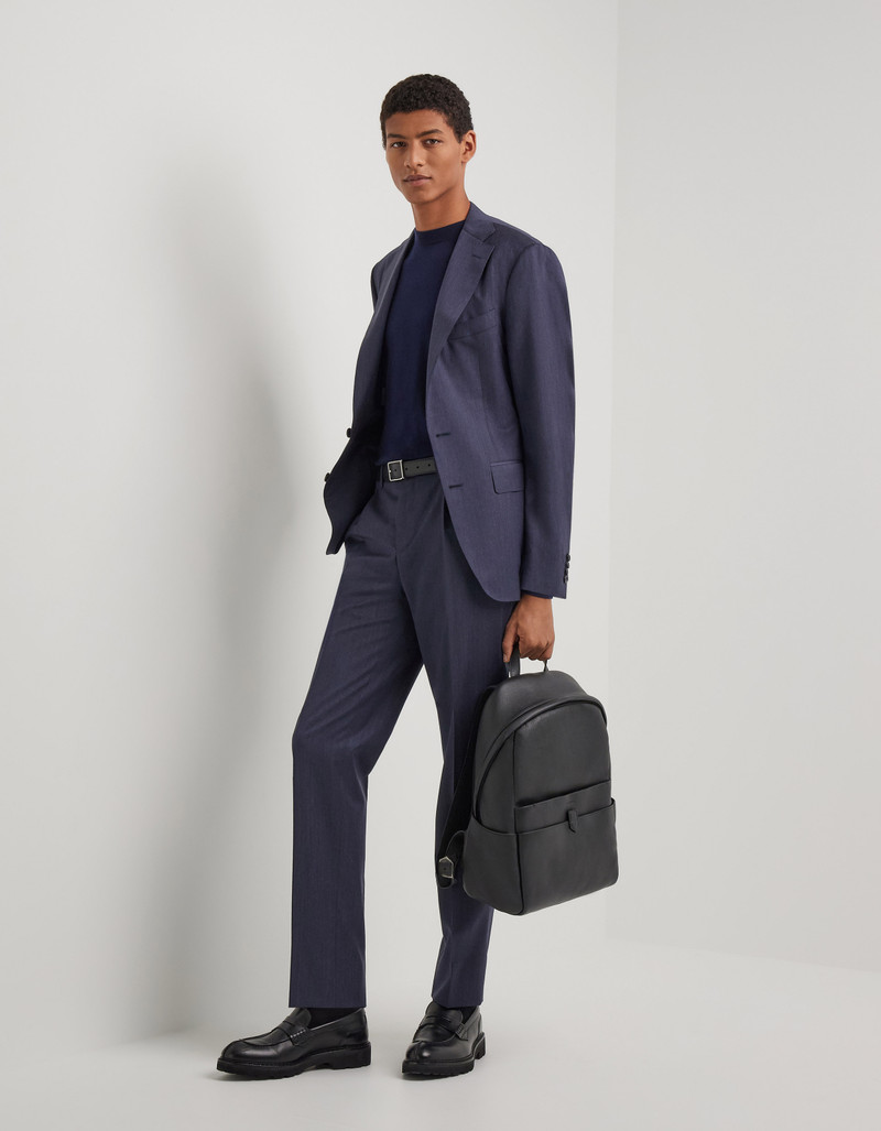 LIGHT BLUE DENIM-EFFECT WOOL REGULAR-FIT SUIT 104