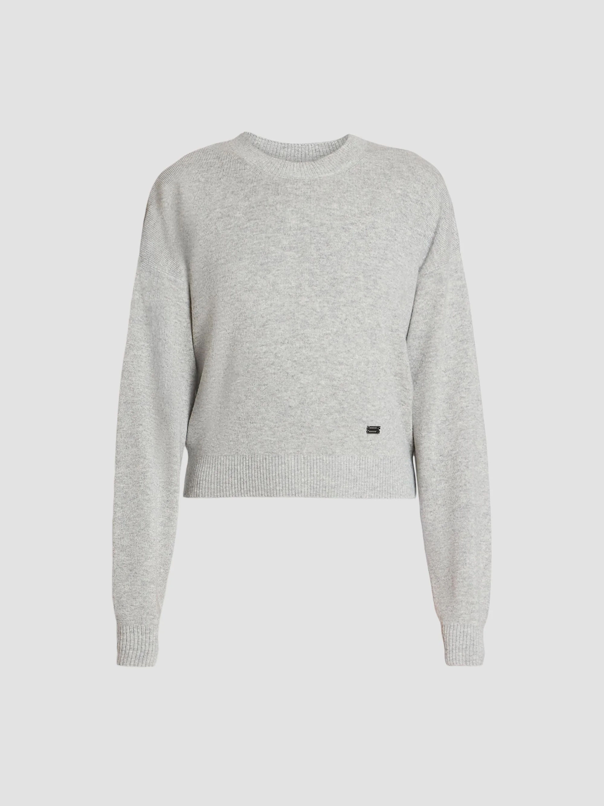 Women's Wool-Blend Crewneck Sweater - Mid Grey Marl - 1