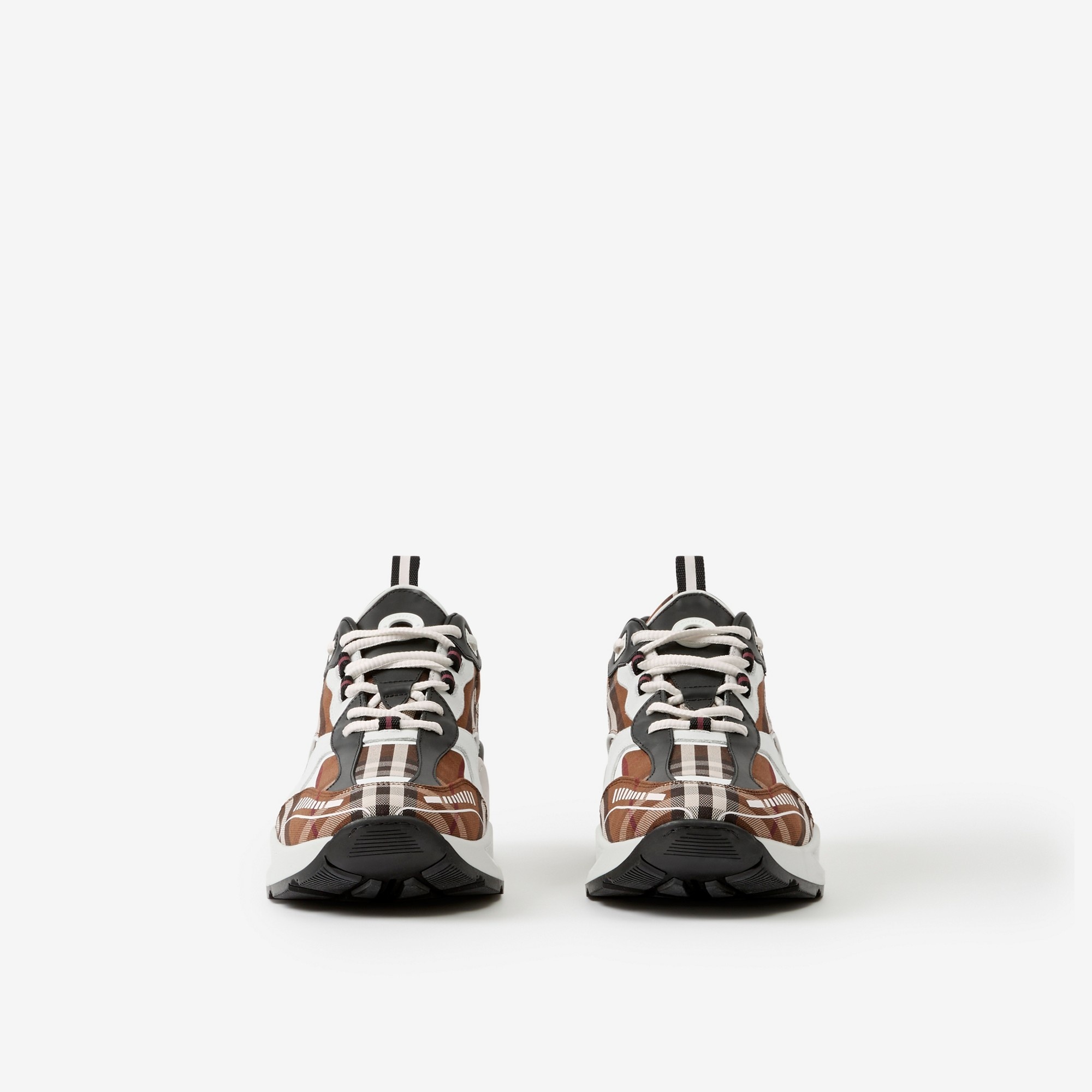 Vintage Check Cotton and Leather Sneakers - 2
