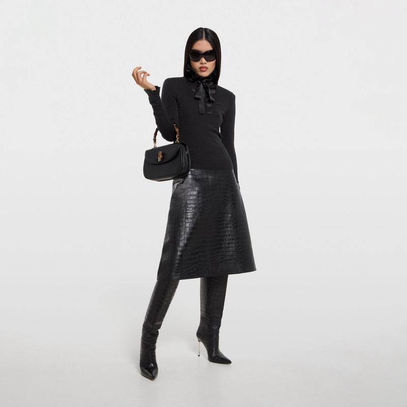 GUCCI Fine cashmere silk top with embroidery outlook