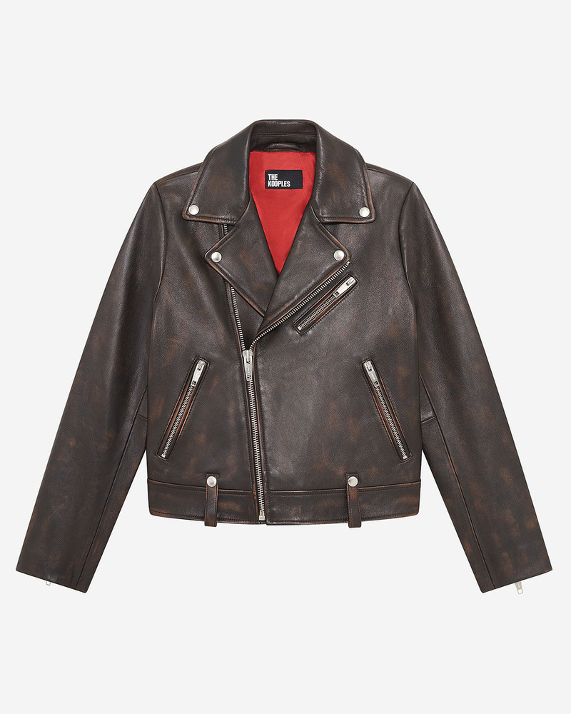 BROWN LEATHER BIKER JACKET 1