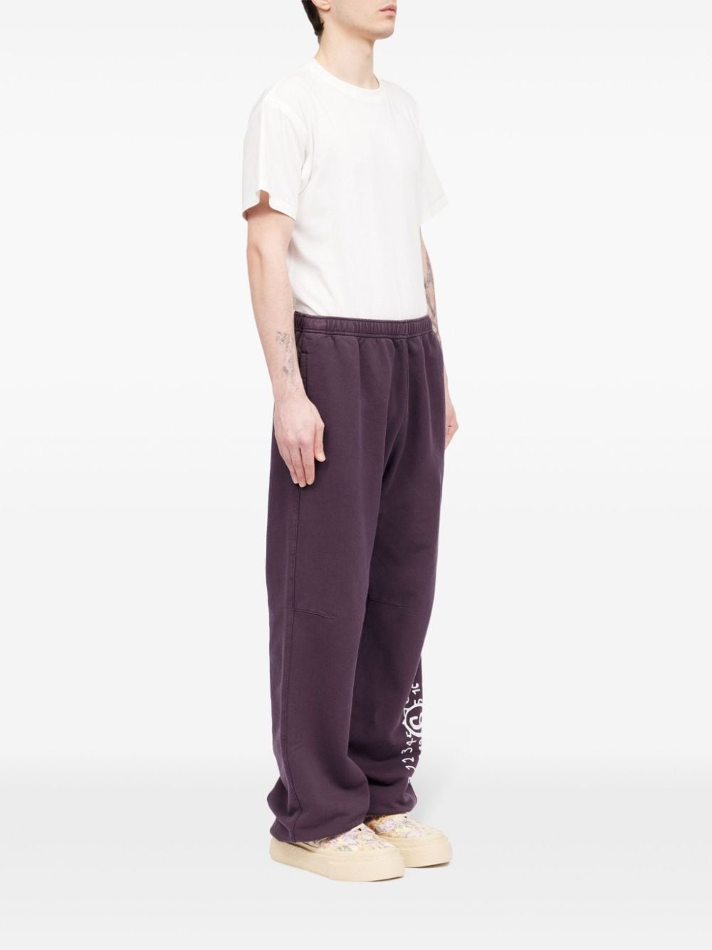 Numbers-print cotton track pants - 3