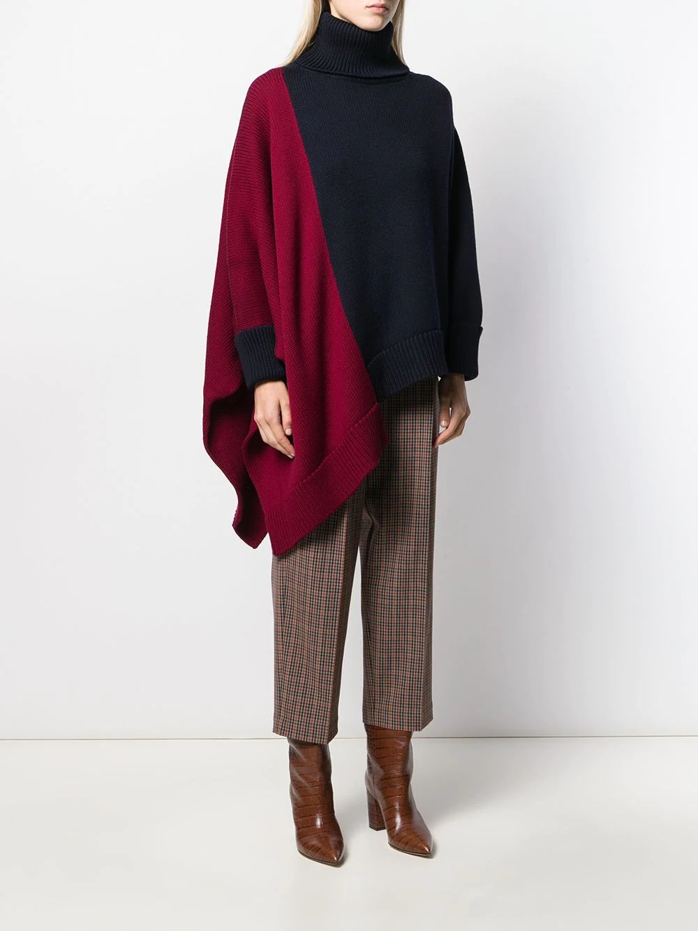 asymmetric hem color-block sweater - 3