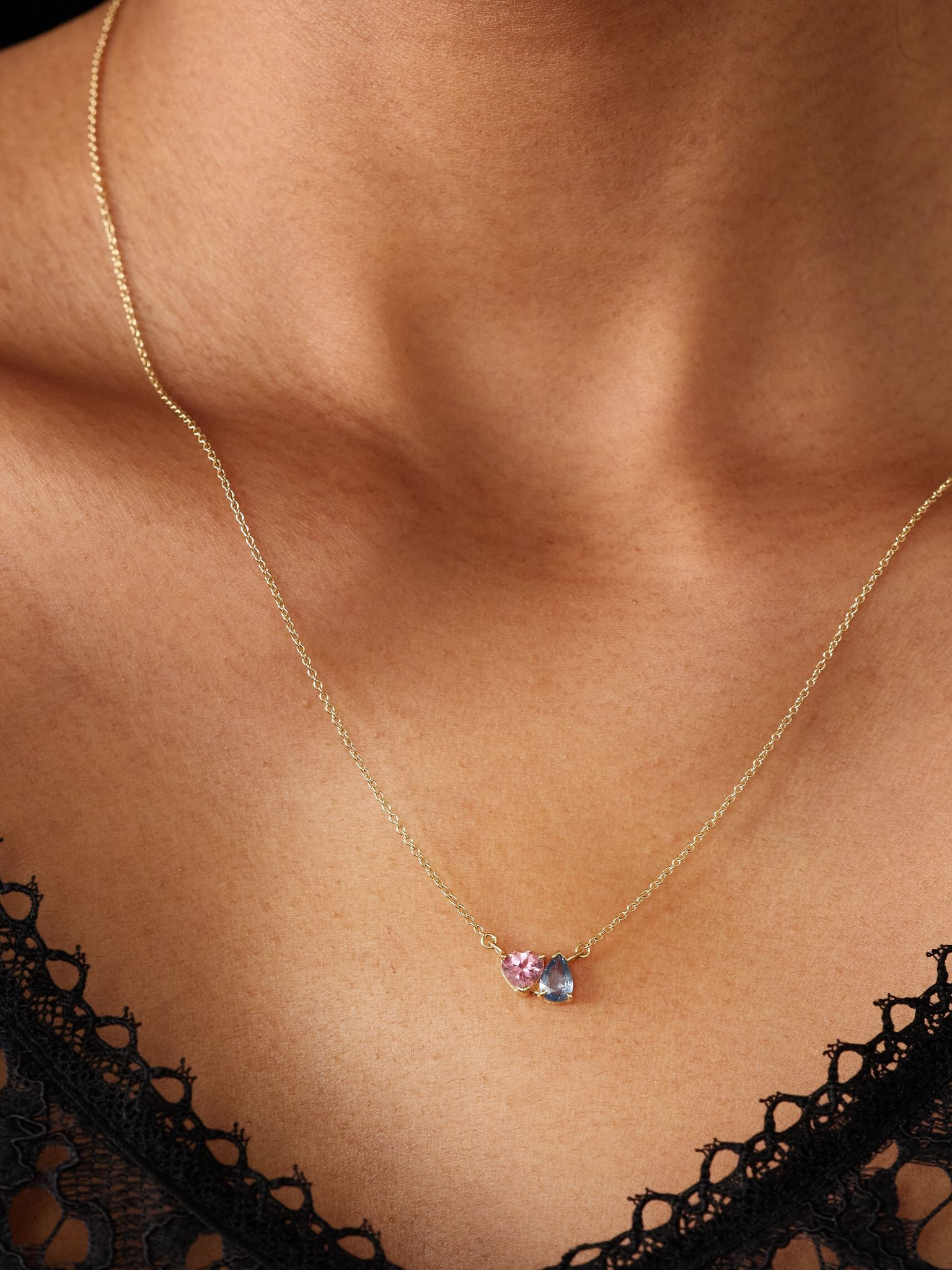 Just the Two of Us 10-karat gold, sapphire and tourmaline necklace Gold - 2