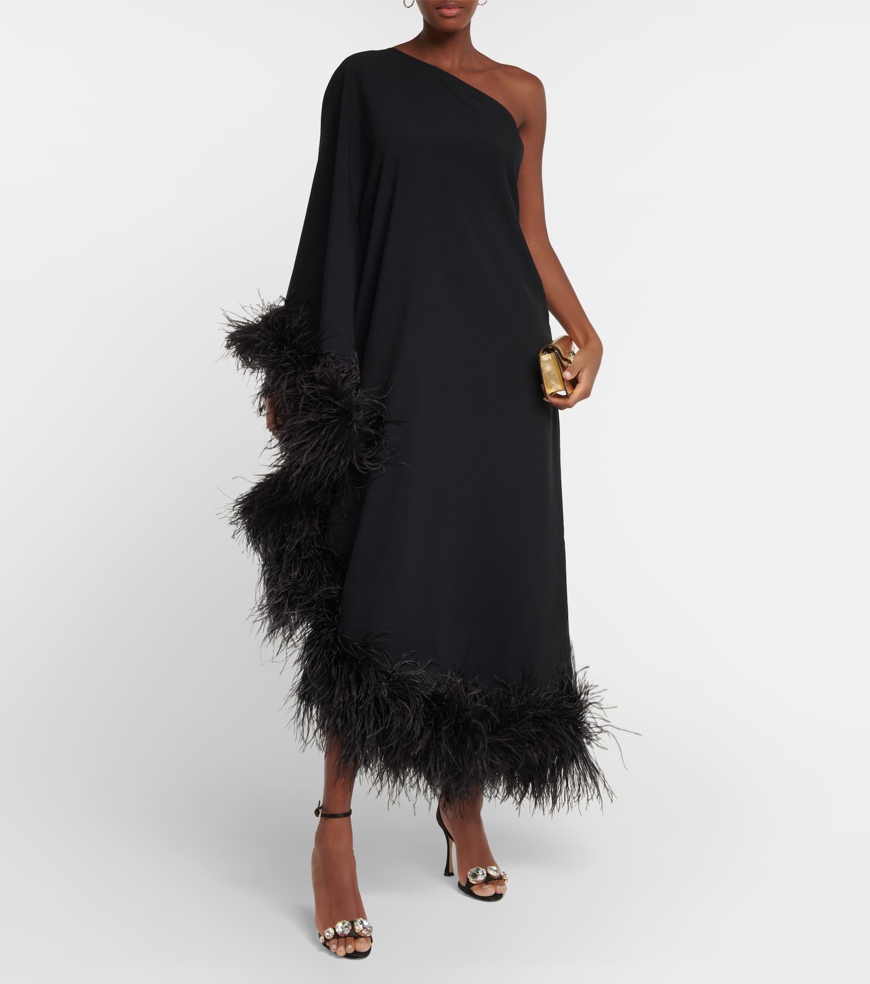 Ubud feather-trimmed crêpe gown - 2