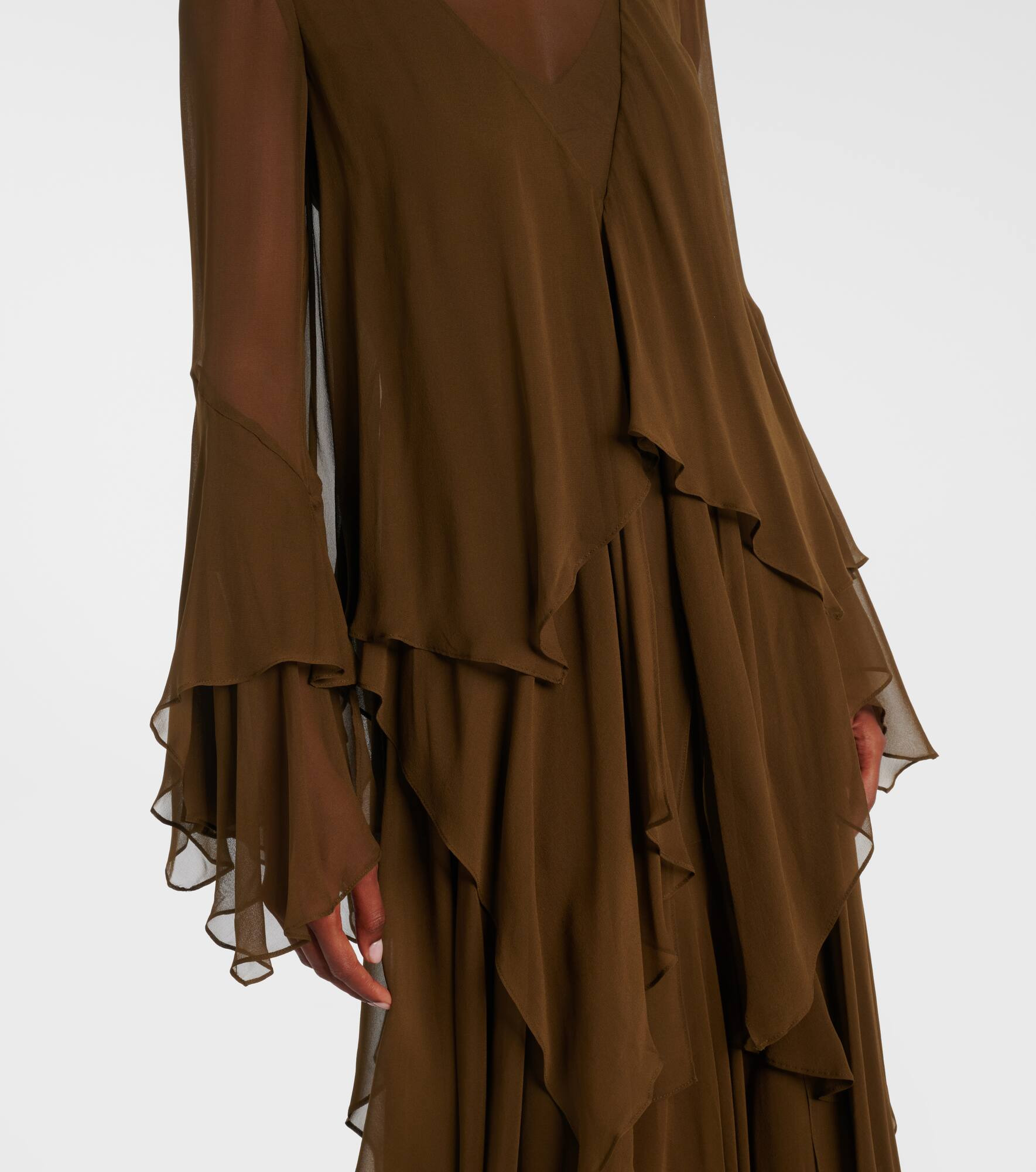 Draped silk organza gown - 4