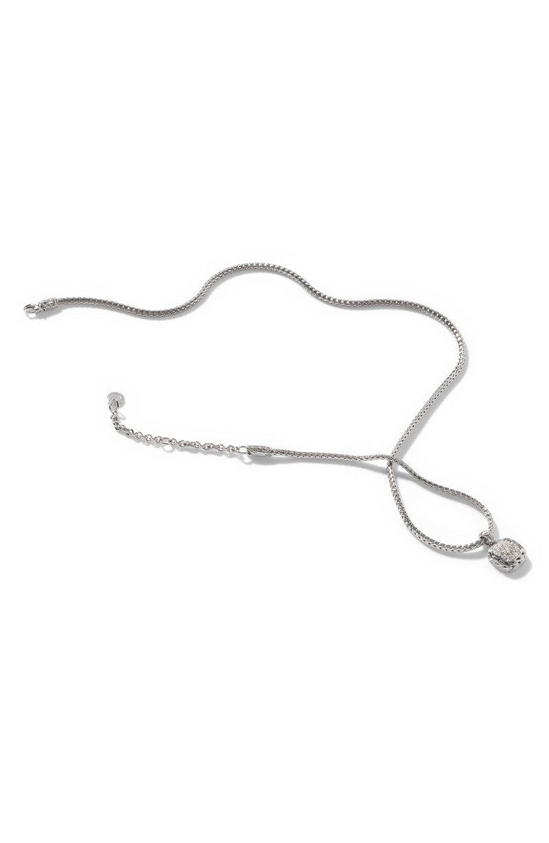 John Hardy Carved Chain Necklace, Silver, Diamonds 7