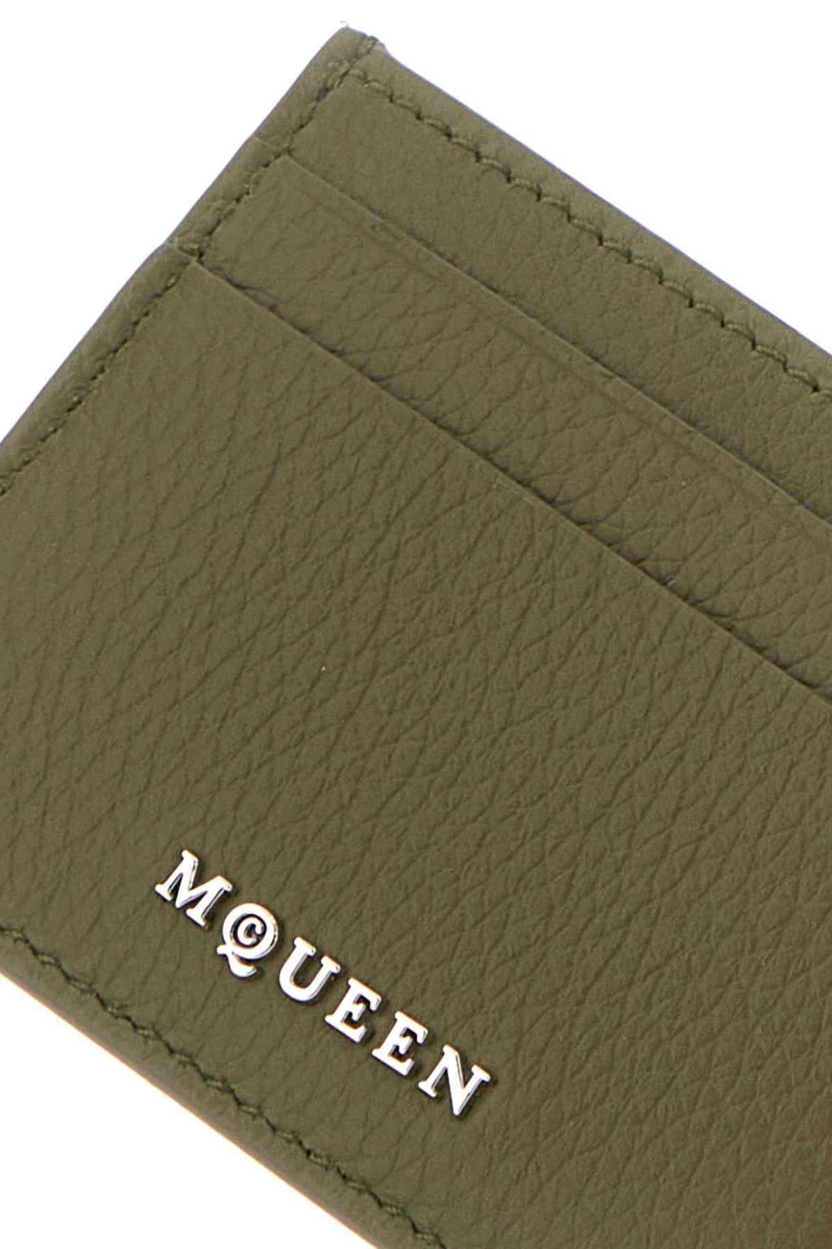 Army green leather card holder - 4