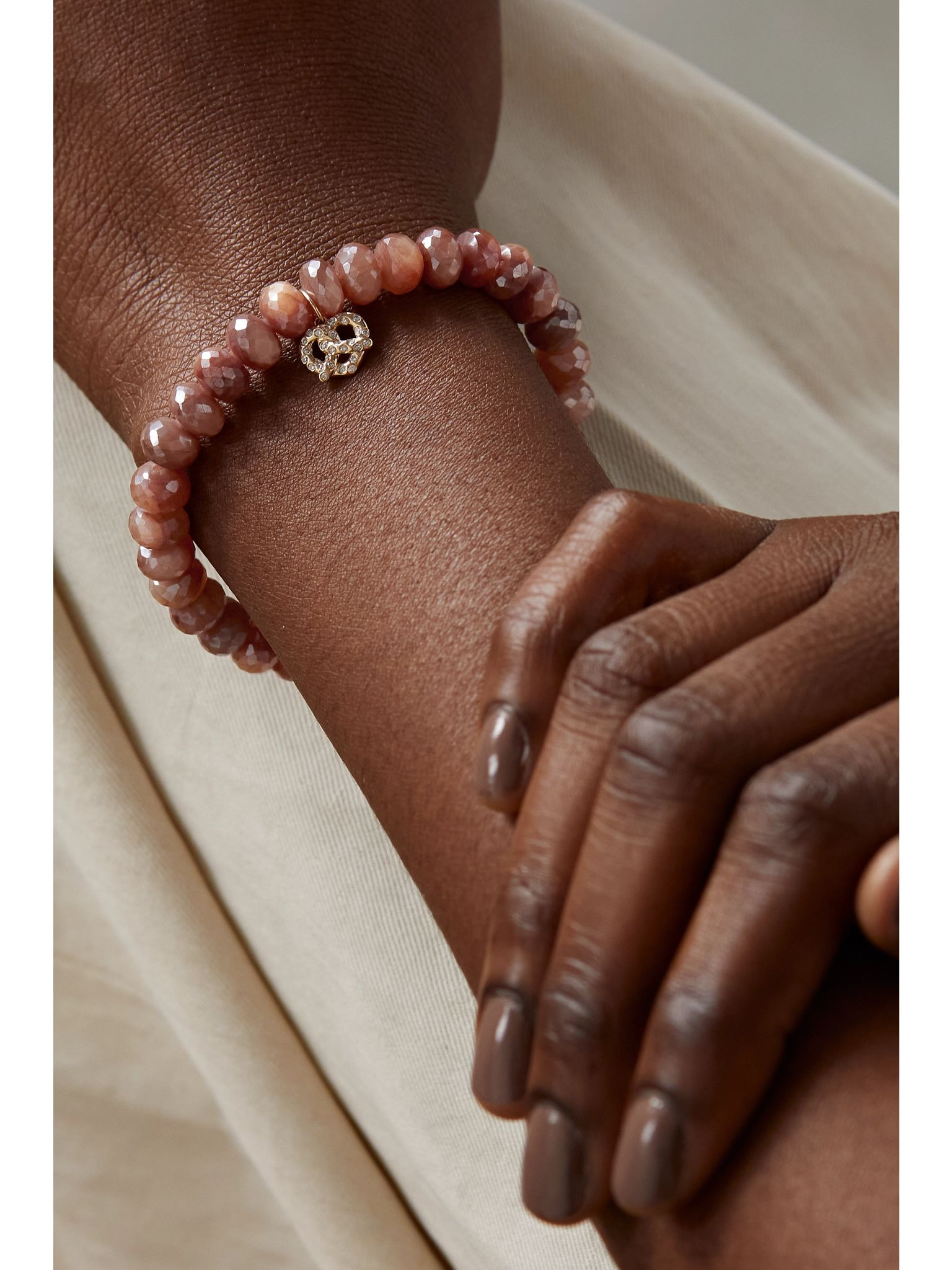 Pretzel 14-karat gold, moonstone and diamond bracelet Gold - 2