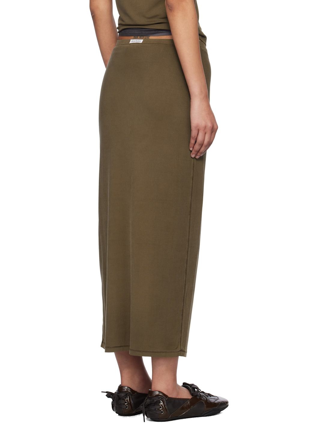 Brown Cupro Midi Skirt - 3