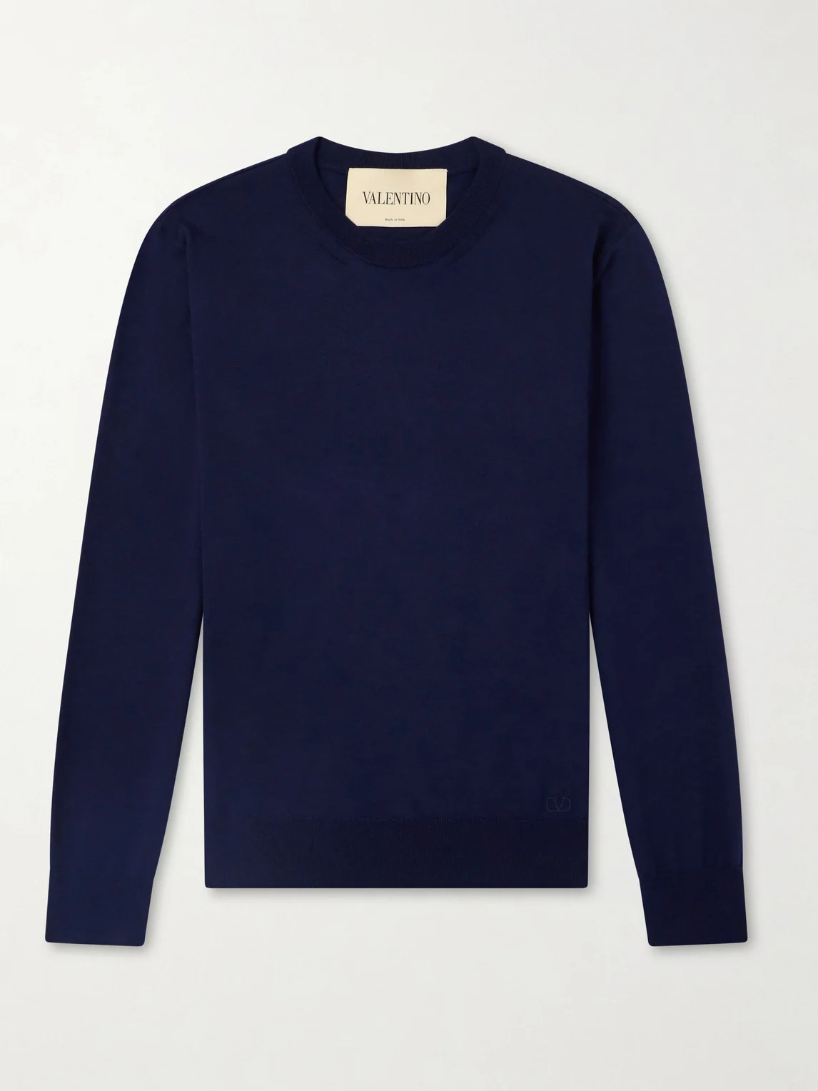 Logo-Embroidered Virgin Wool Sweater - 1