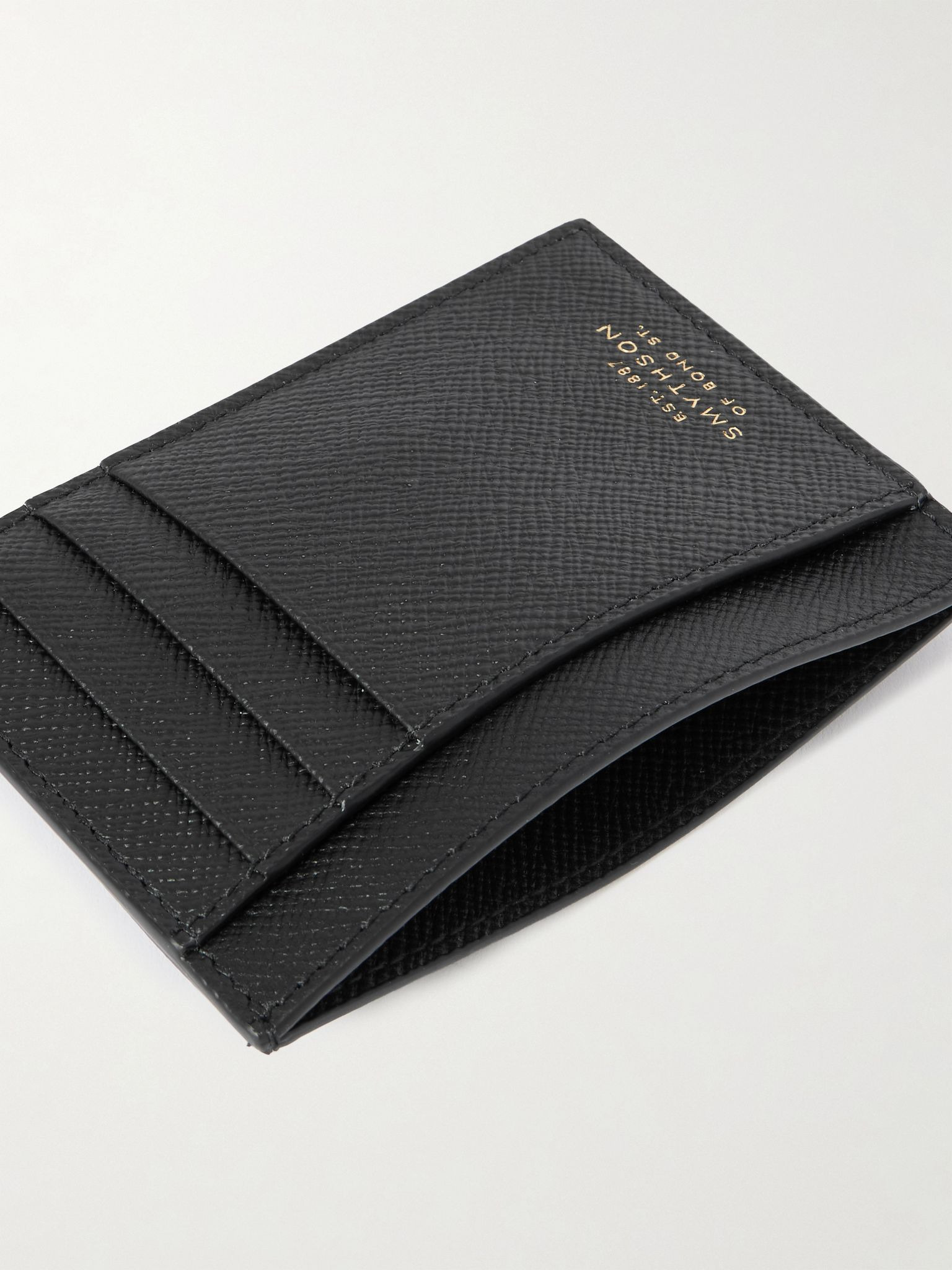 Panama Cross-Grain Leather Cardholder Black - 4