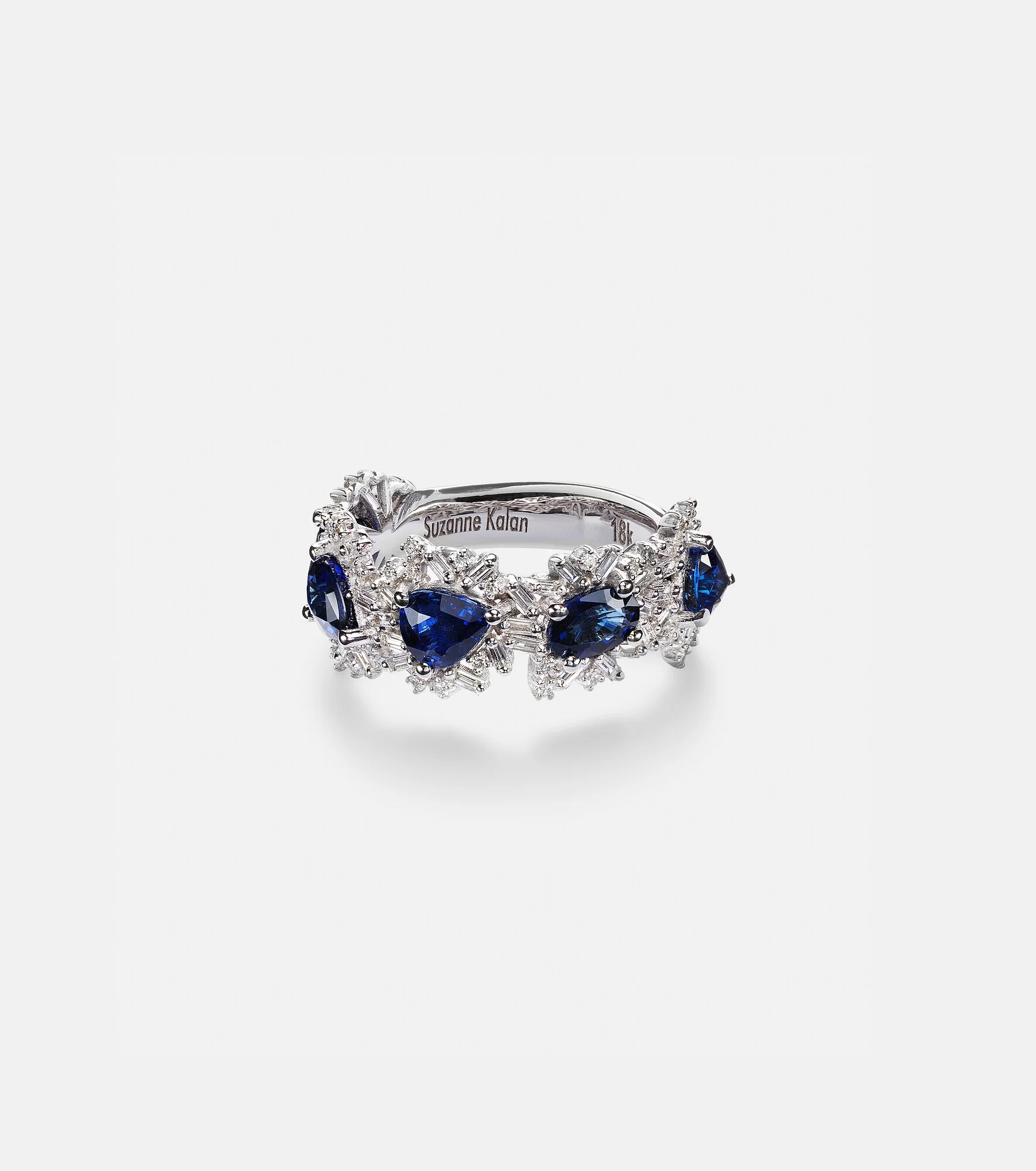 18kt white gold ring with sapphires and diamonds - 1