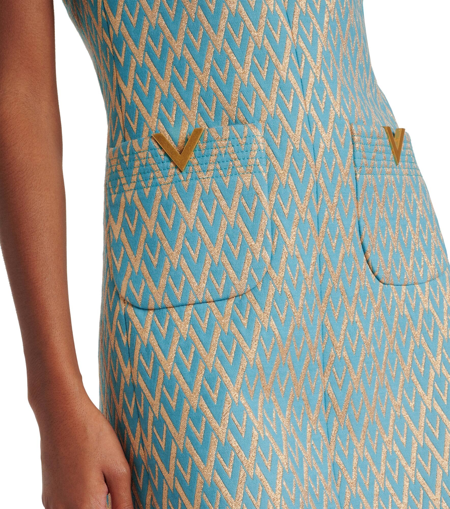 Toute La V wool-blend jacquard minidress - 4