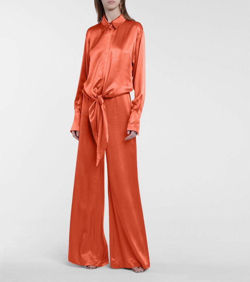 GALVAN Lido high-rise wide-leg satin pants outlook