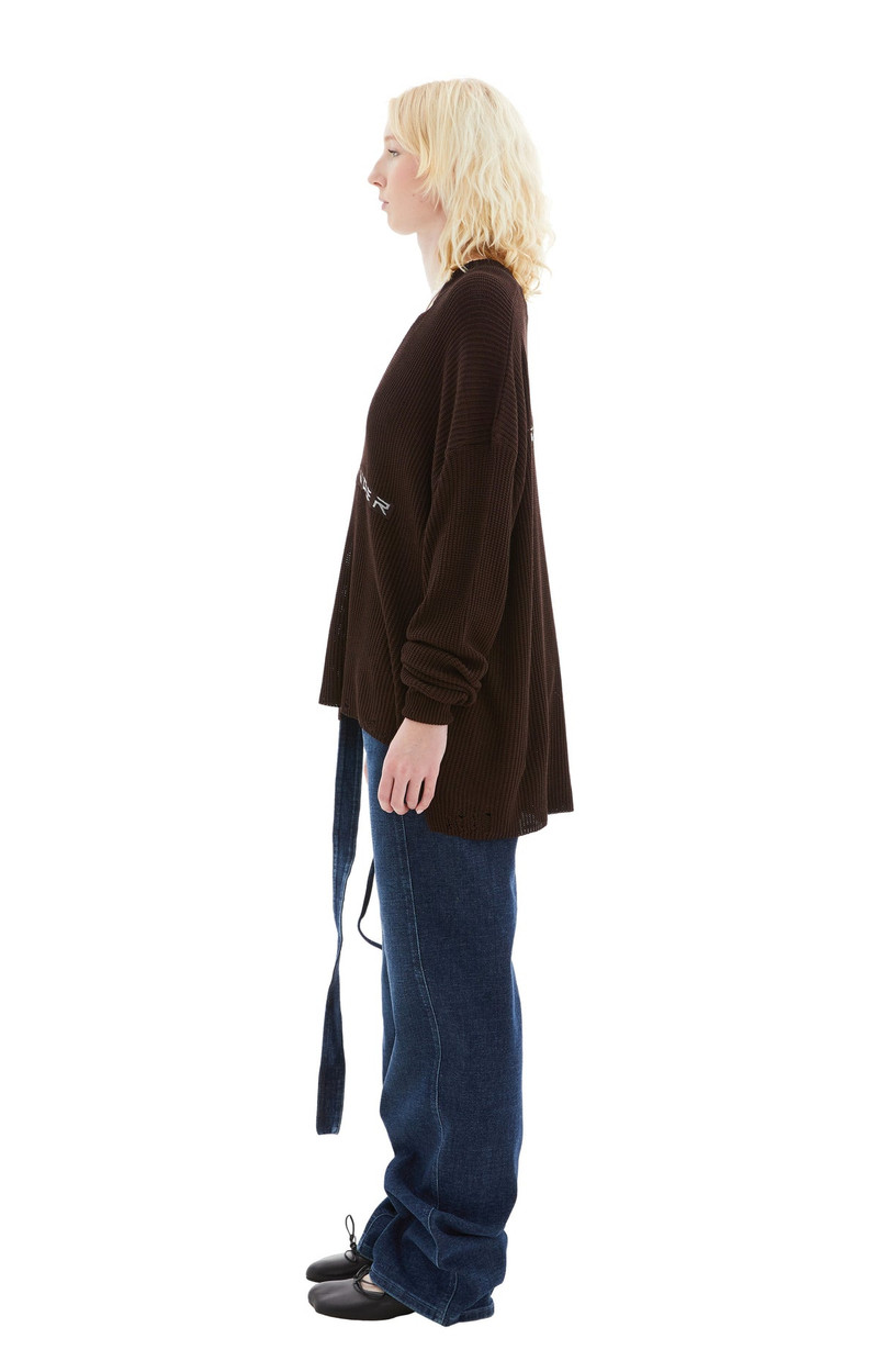 OTTOLINGER KNIT OPEN COLLAR SWEATER (BROWN) outlook