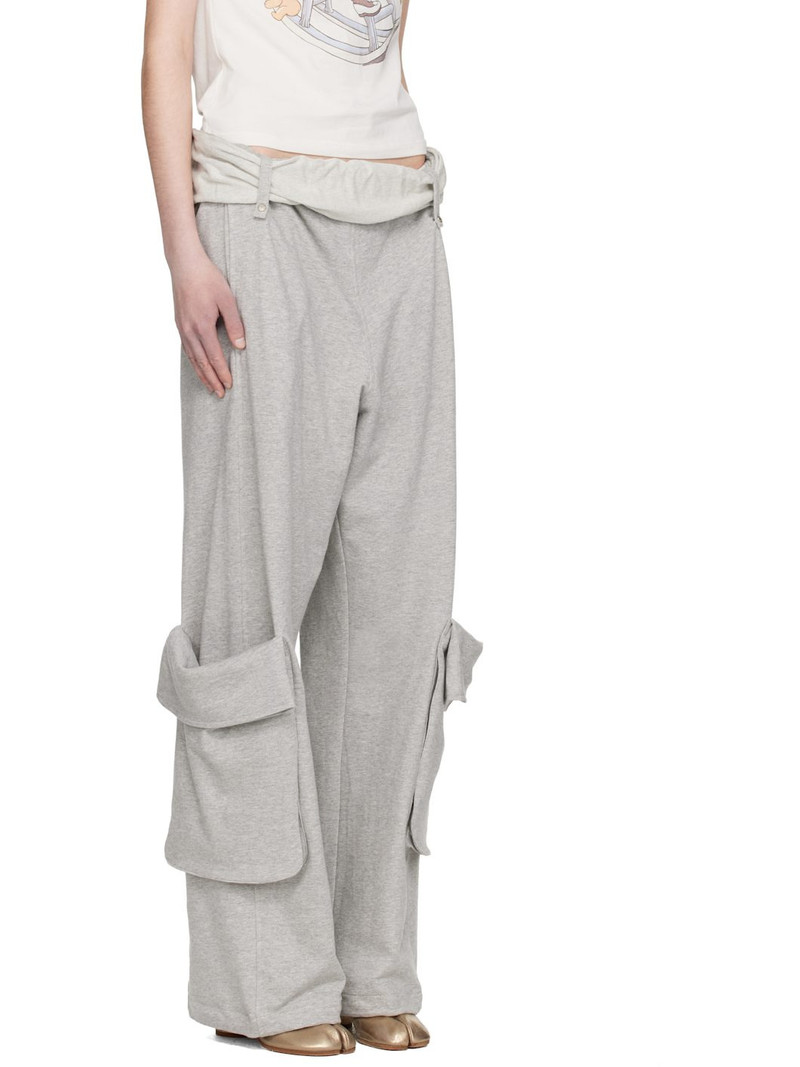 Gray Rolled Waist Sweat Cargo Pants 2