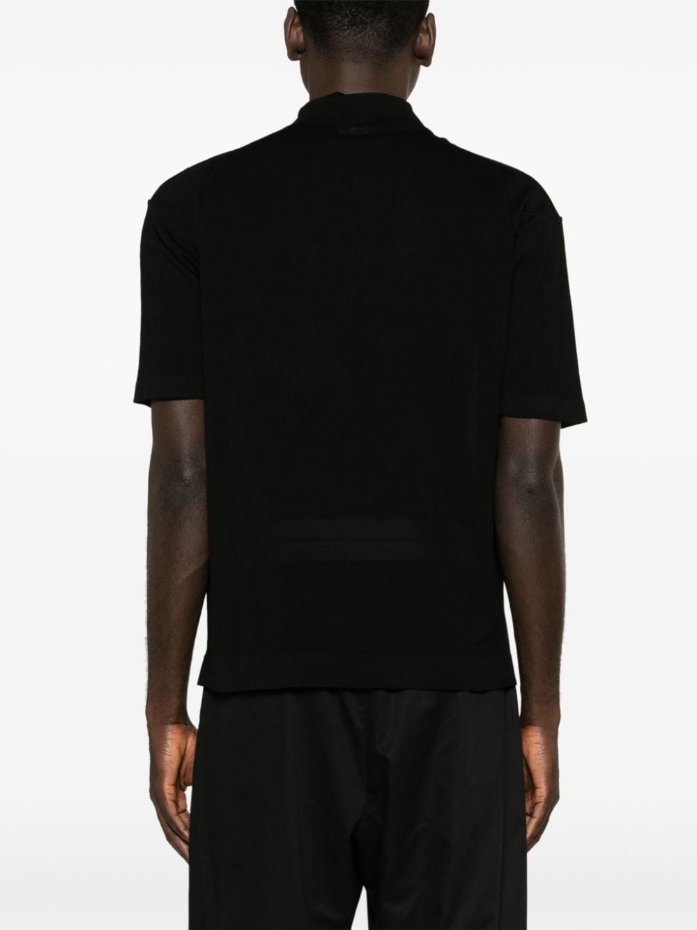logo-patch knitted polo shirt - 4
