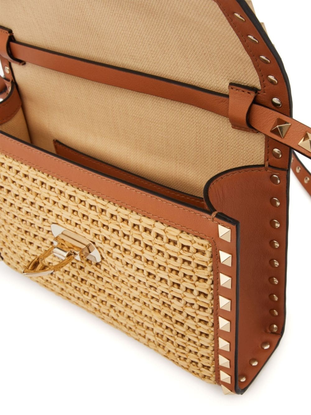 Rockstud raffia shoulder bag - 6