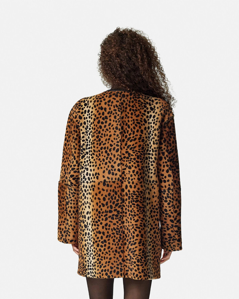 Leopard Pony-Effect Collarless Coat 5