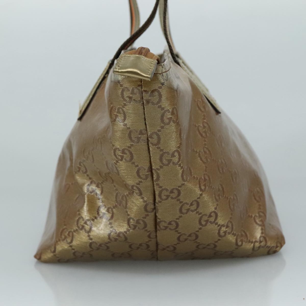 GUCCI GG Crystal Sherry Line Hand Bag Gray Gold Brown - 3