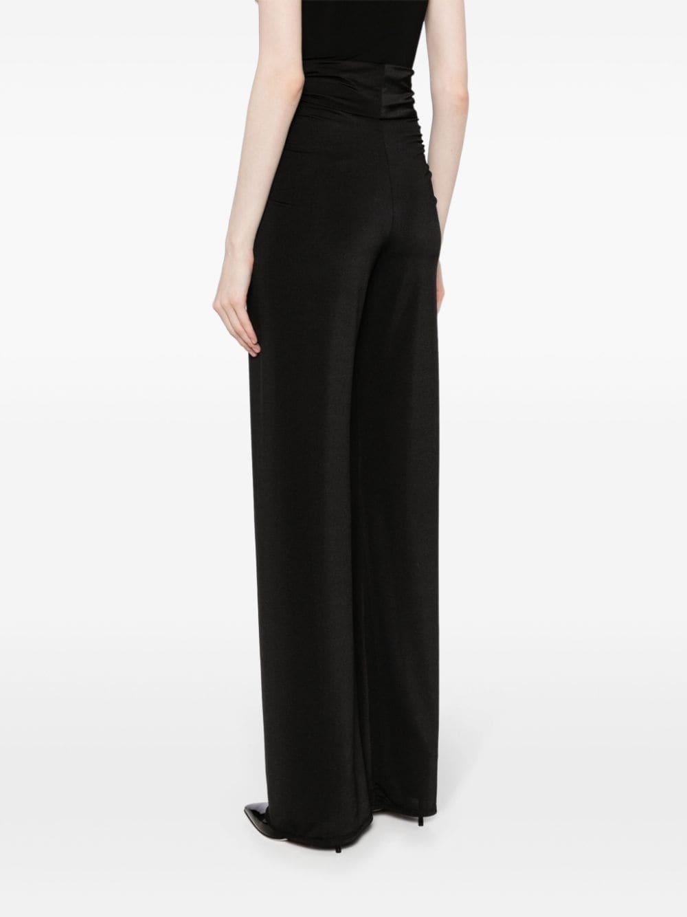 Boxte wrap-waist satin-jersey trousers - 4