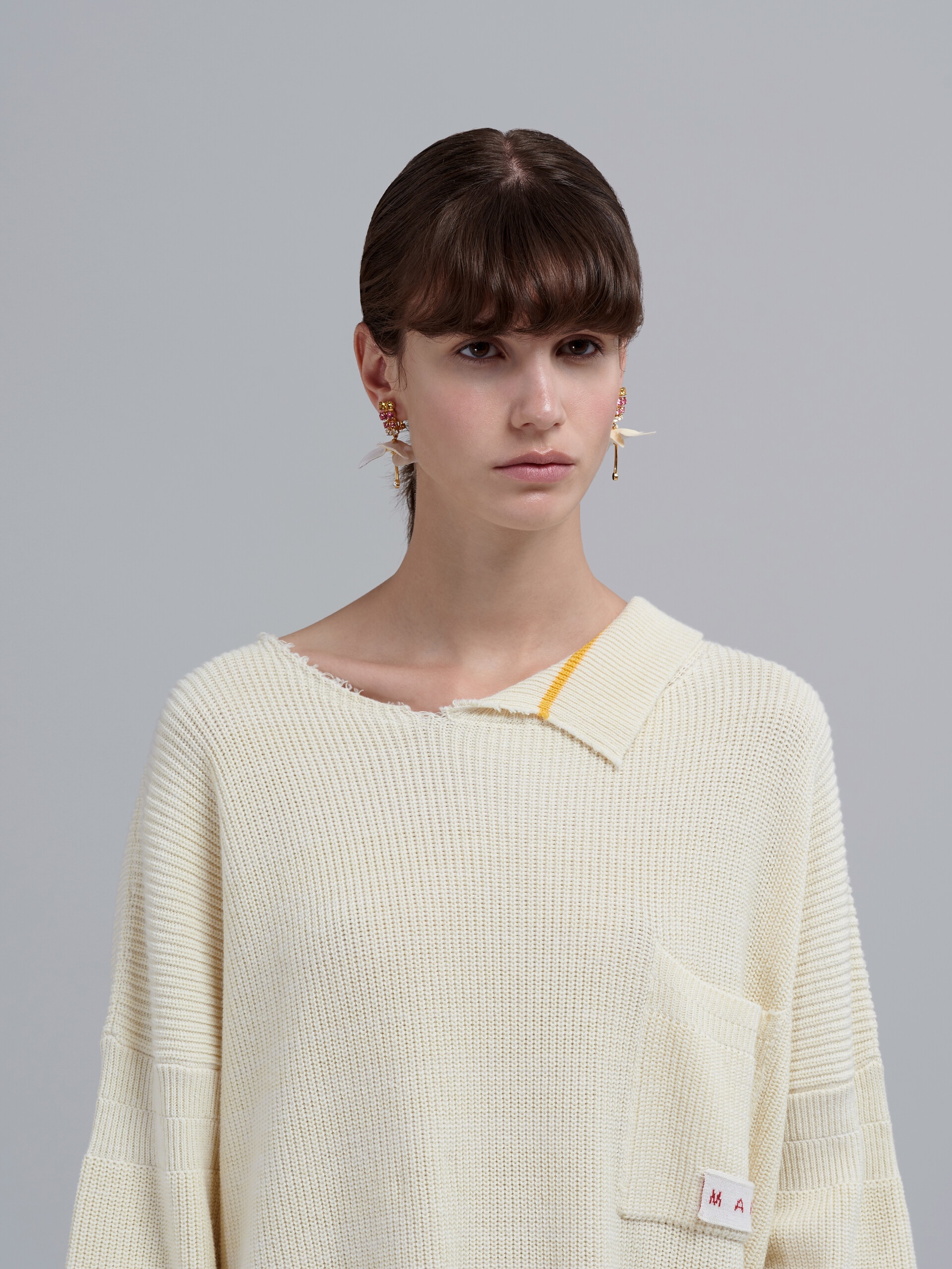 BROKEN RIBBED ORGANIC COTTON AND WOOL KNIT DRESS - 4