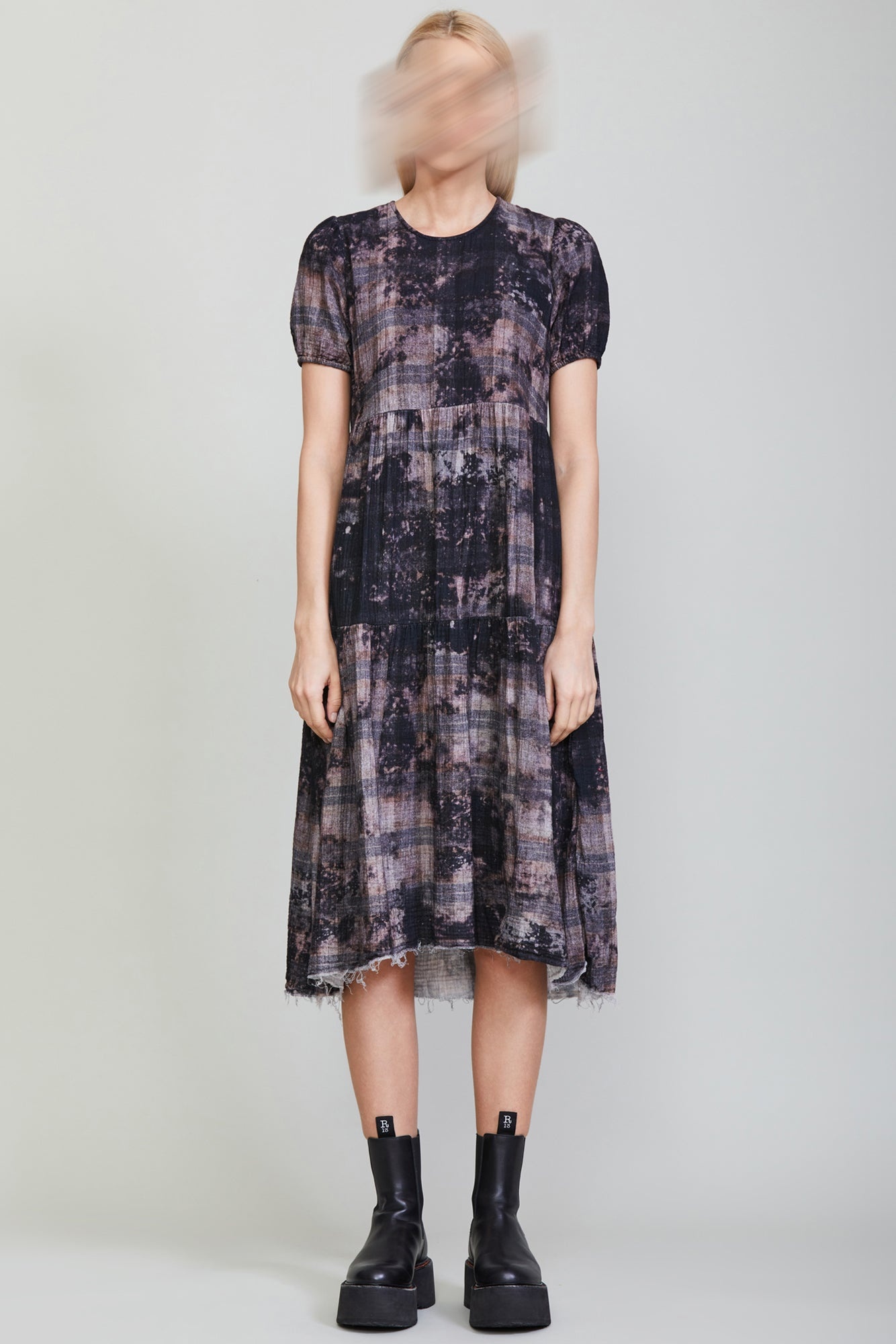 RELAXED MIDI - BLEACHED BLACK PLAID - 5