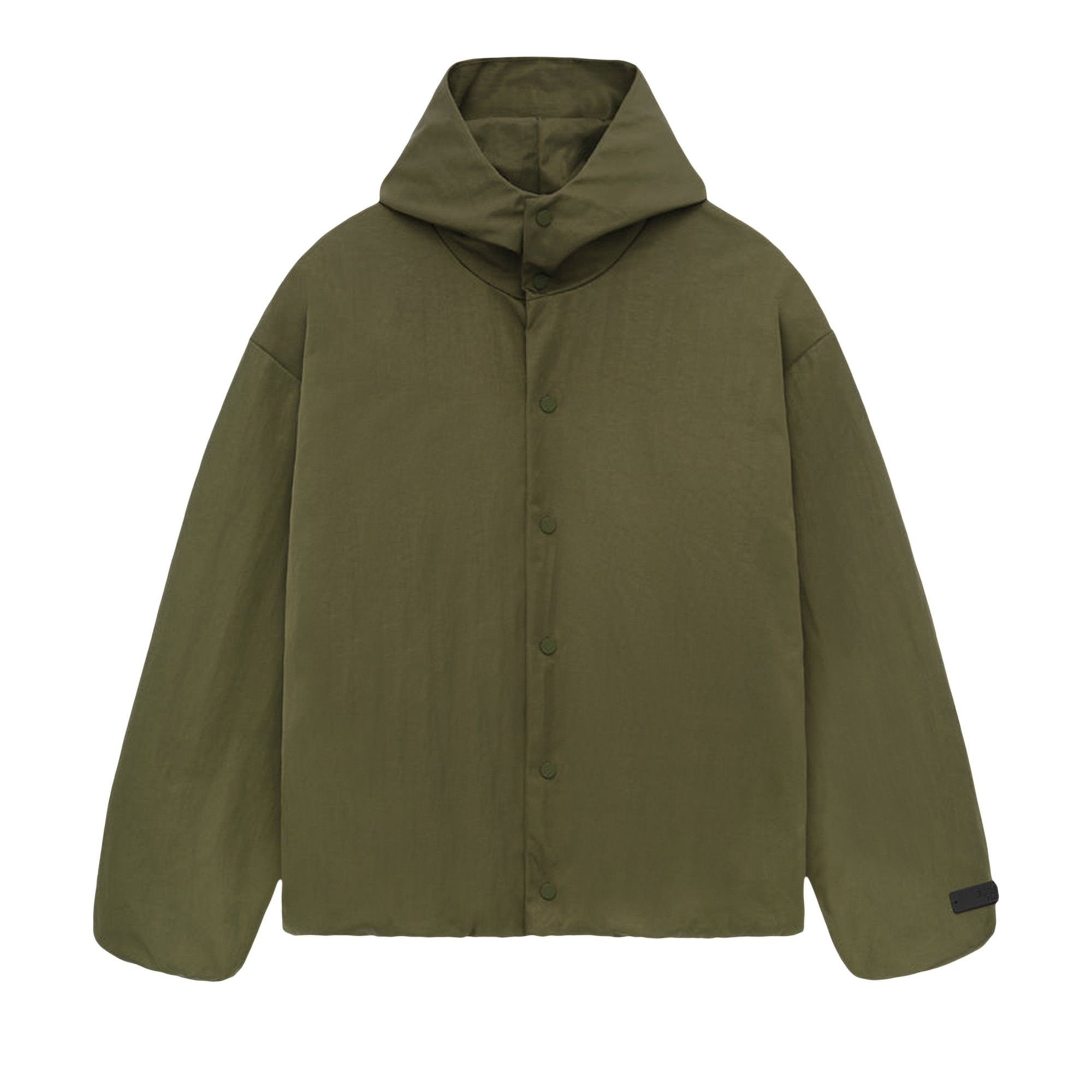 Fear of God Essentials Textured Nylon Hooded Coaches Jacket 'Military' - 1