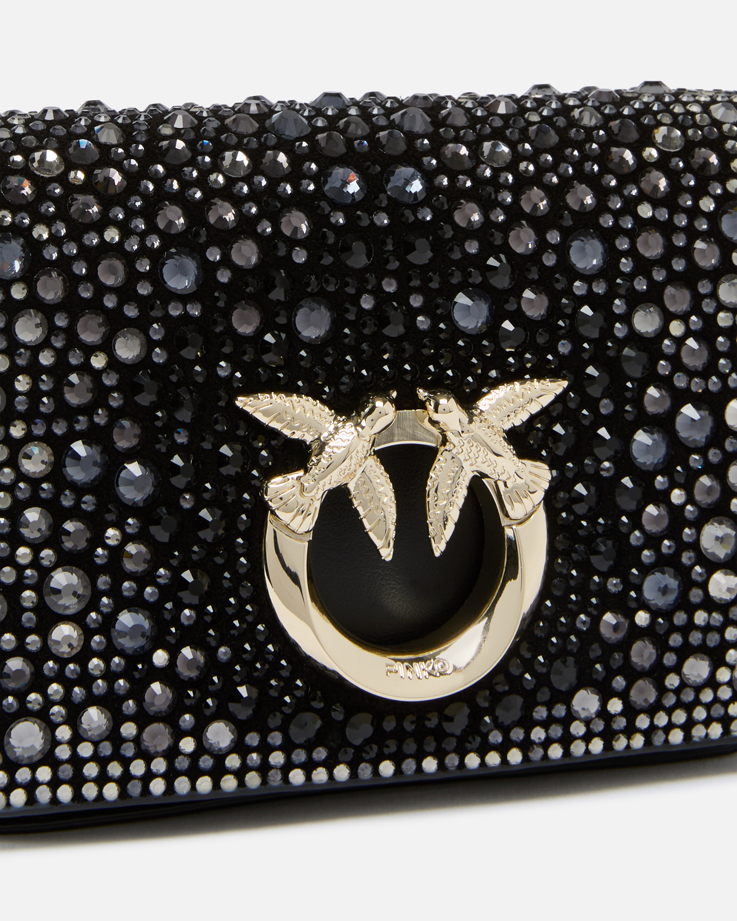 RHINESTONE-DETAILED MICRO LOVE BAG CLUTCH WITH DETACHABLE SHOULDER STRAP - 3