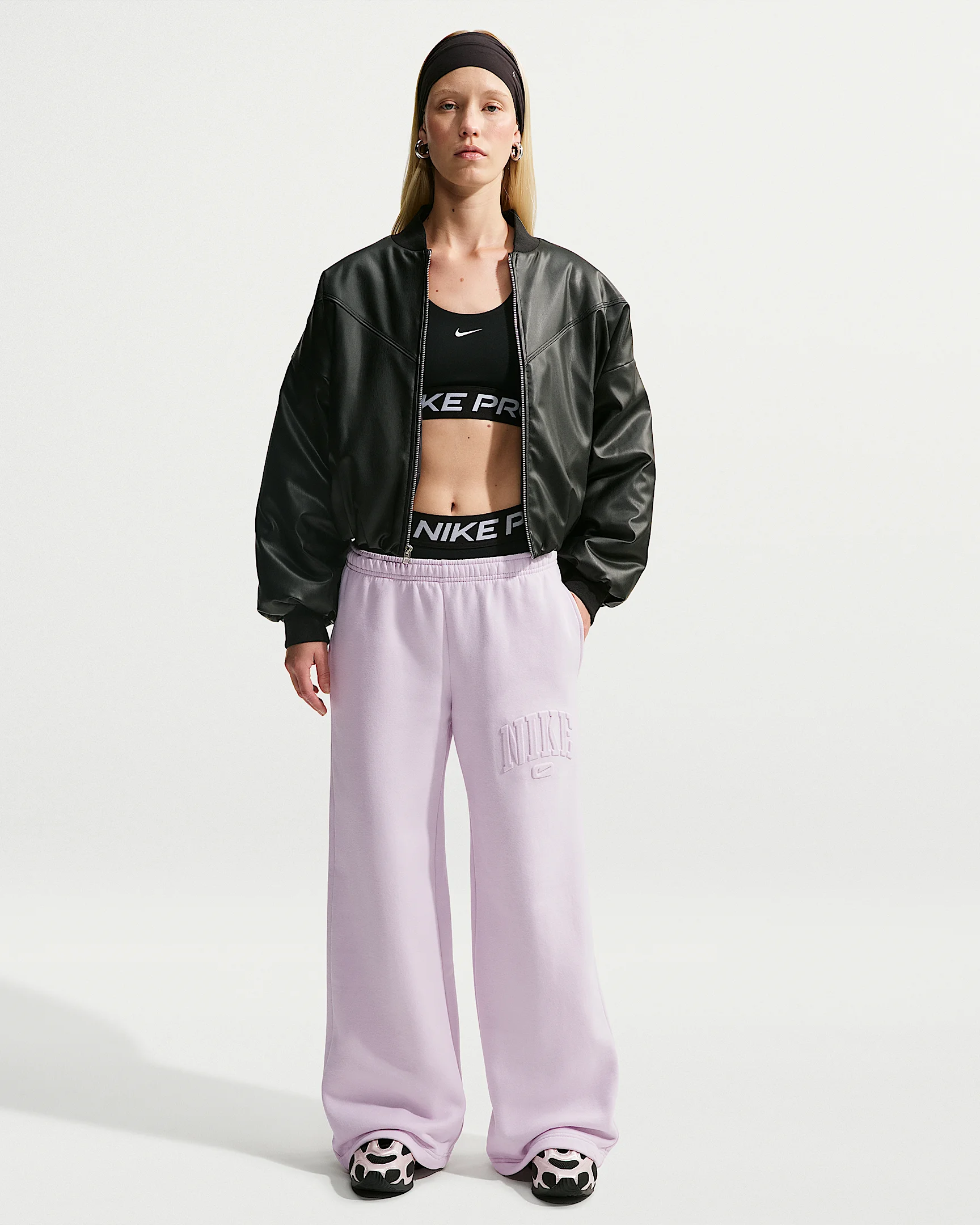 Nike Studio Fleece Medium Weight Women's Mid-Rise Wide-Leg Pants - 1