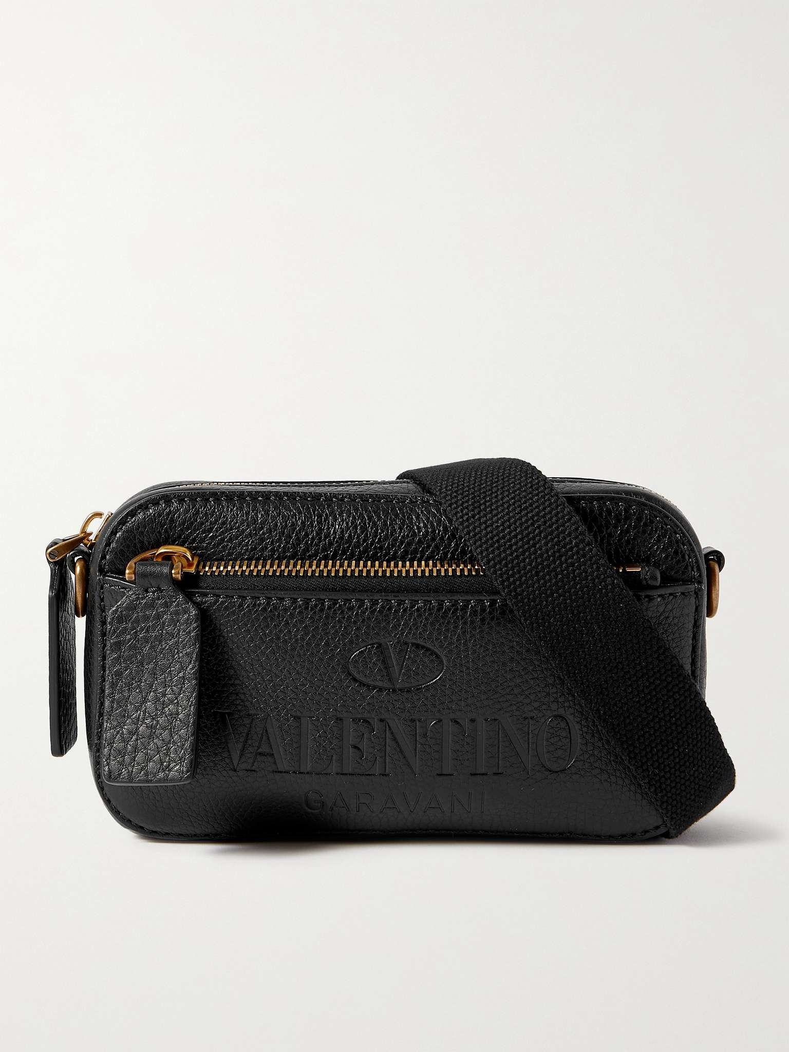 Valentino Garavani Convertible Logo-Debossed Full-Grain Leather Messenger Bag - 1