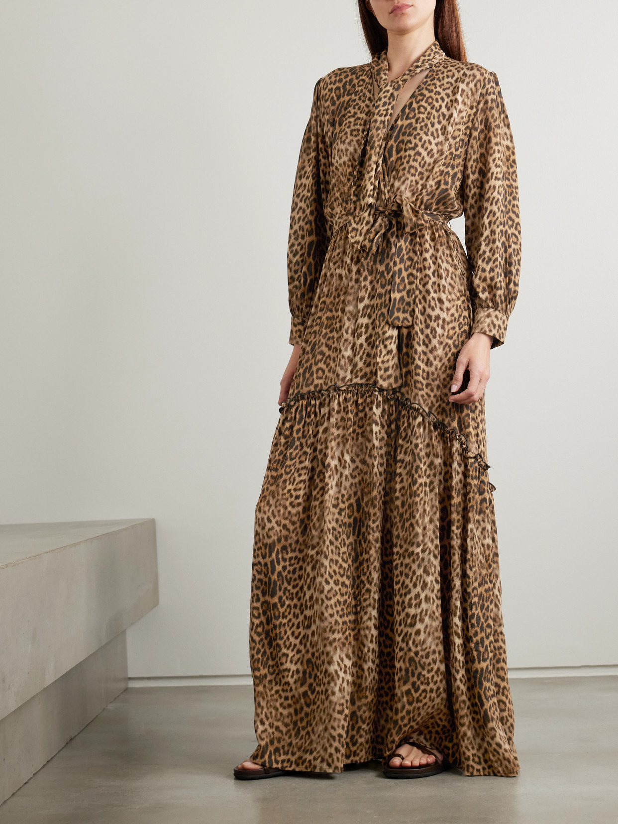 Skylar Scarf-detailed Belted Printed Crepe Maxi Dress - 4