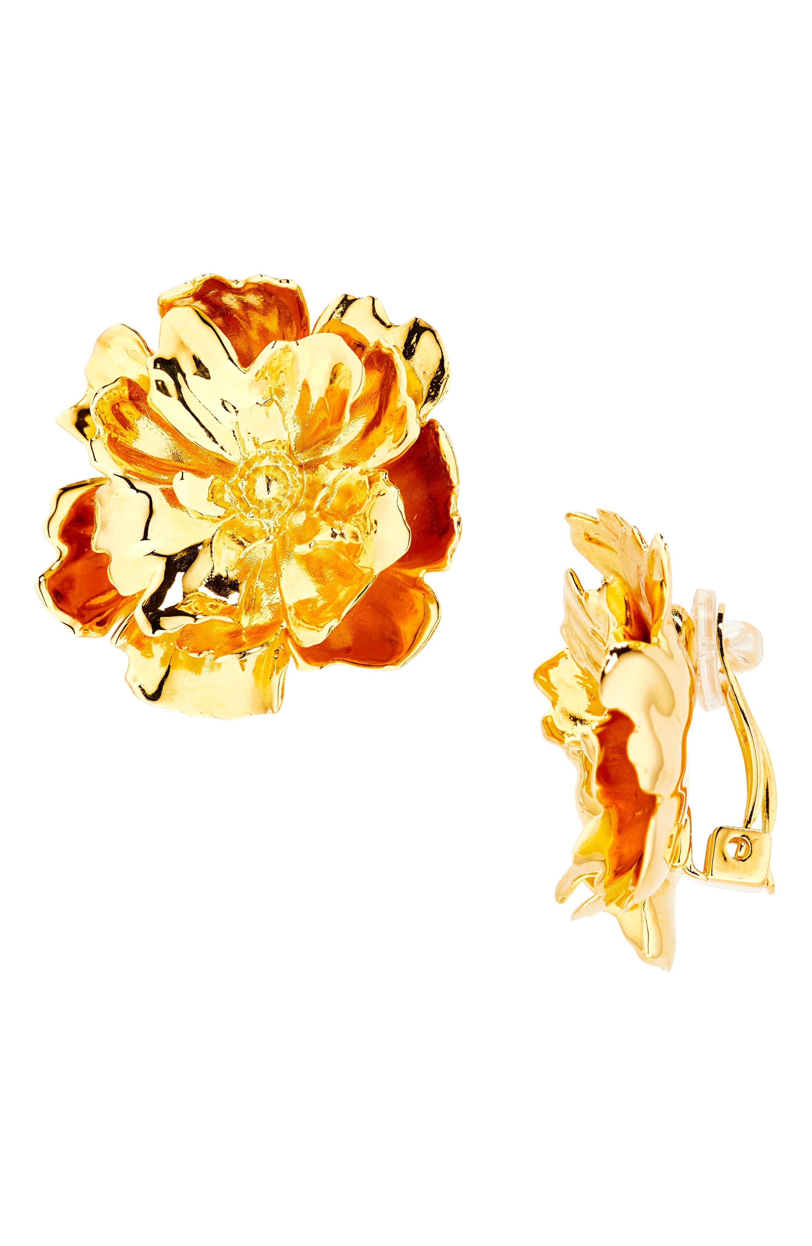 Oscar de la Renta Small Peony Clip-On Earrings in Gold at Nordstrom - 1