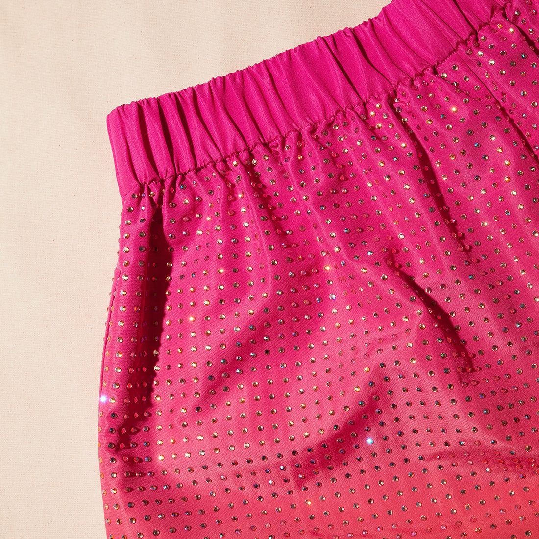 Pink Rhinestone Taffeta Short - 4