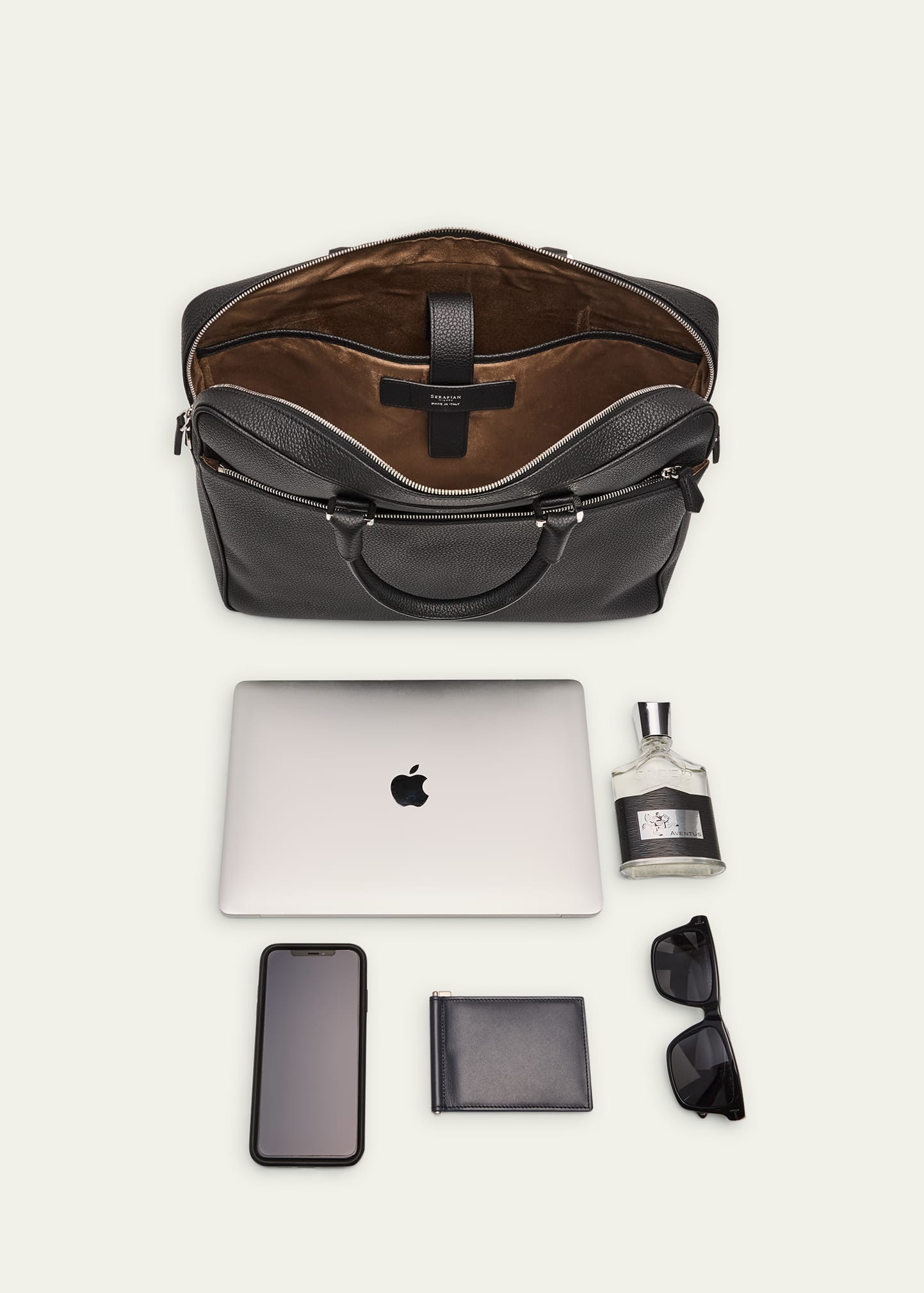 Men's Cachemire Leather Slim Briefcase - 7