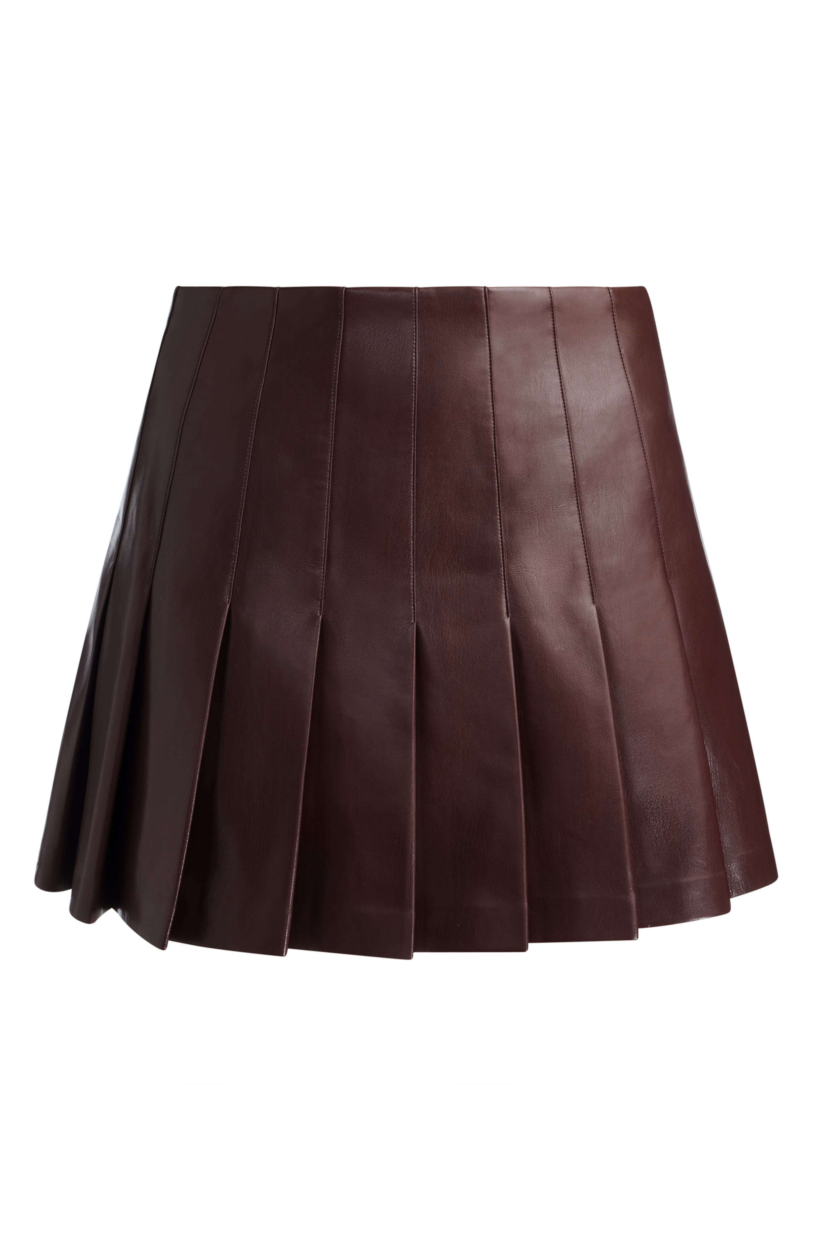 Alice + Olivia Carter Pleated Faux Leather Miniskirt in Dark Chocolate at Nordstrom - 5