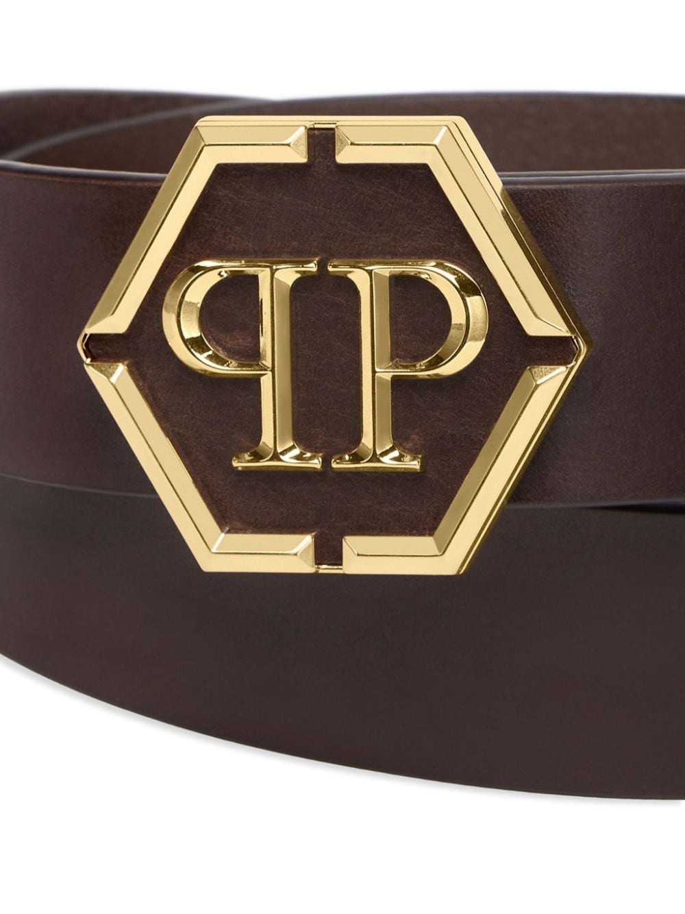 logo-buckle leather belt - 3