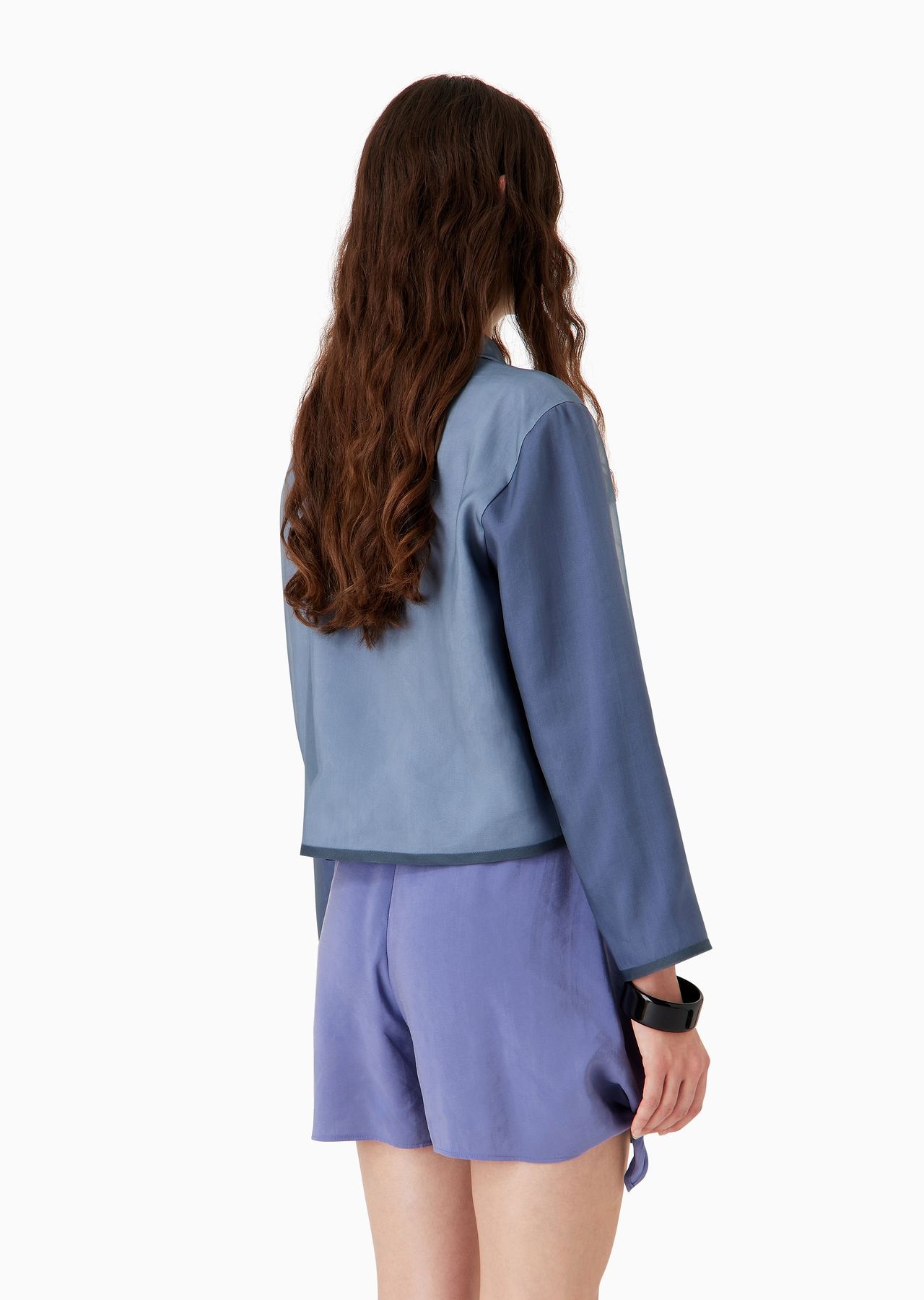 Single-breasted jacket in flowing matte fabric with passementerie trim - 3