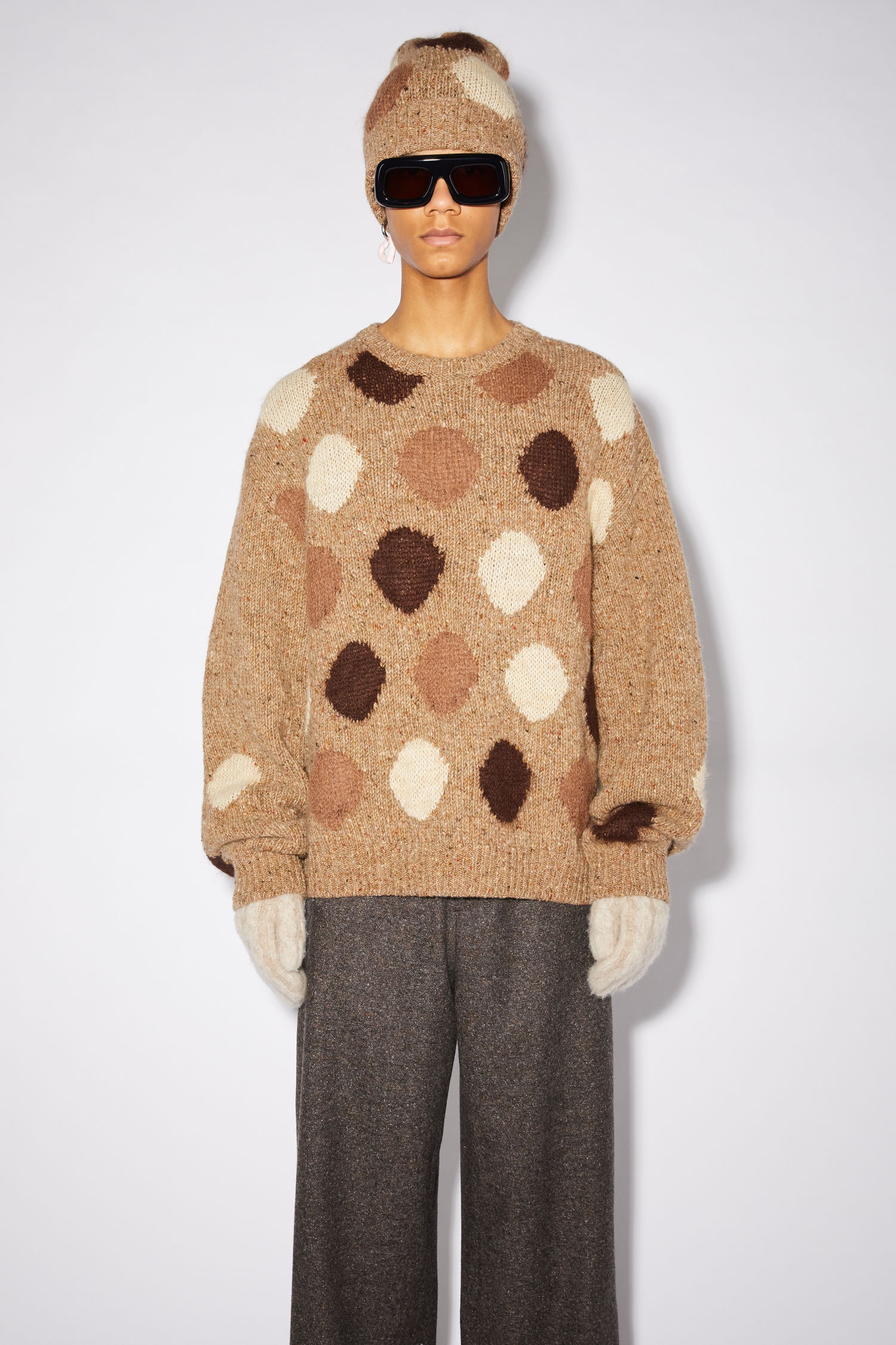 Crew neck sweater - Brown/multi - 2