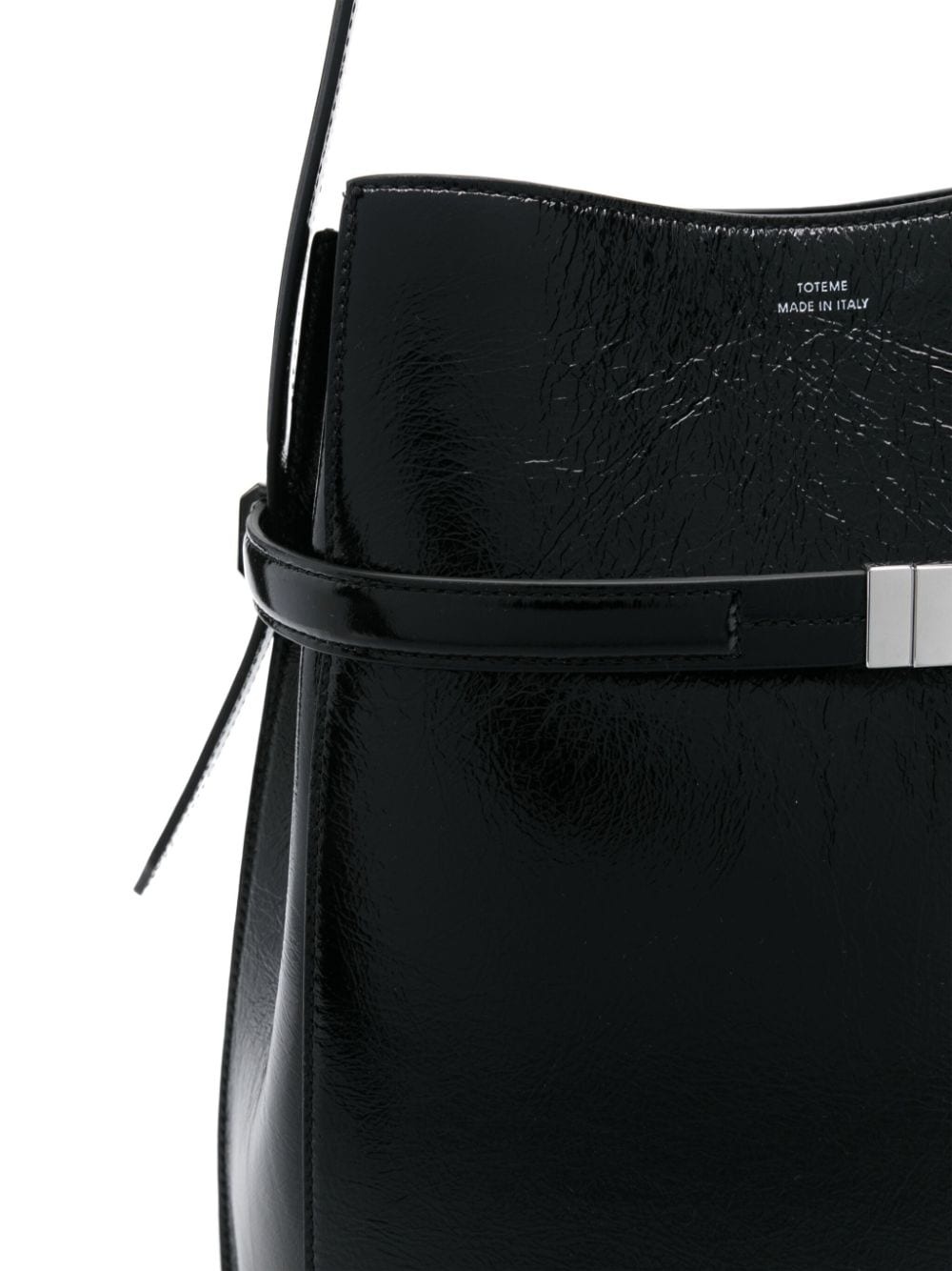 belted naplack-leather bucket bag - 3