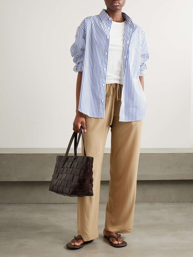 MATTEAU Striped organic cotton-poplin shirt Blue outlook