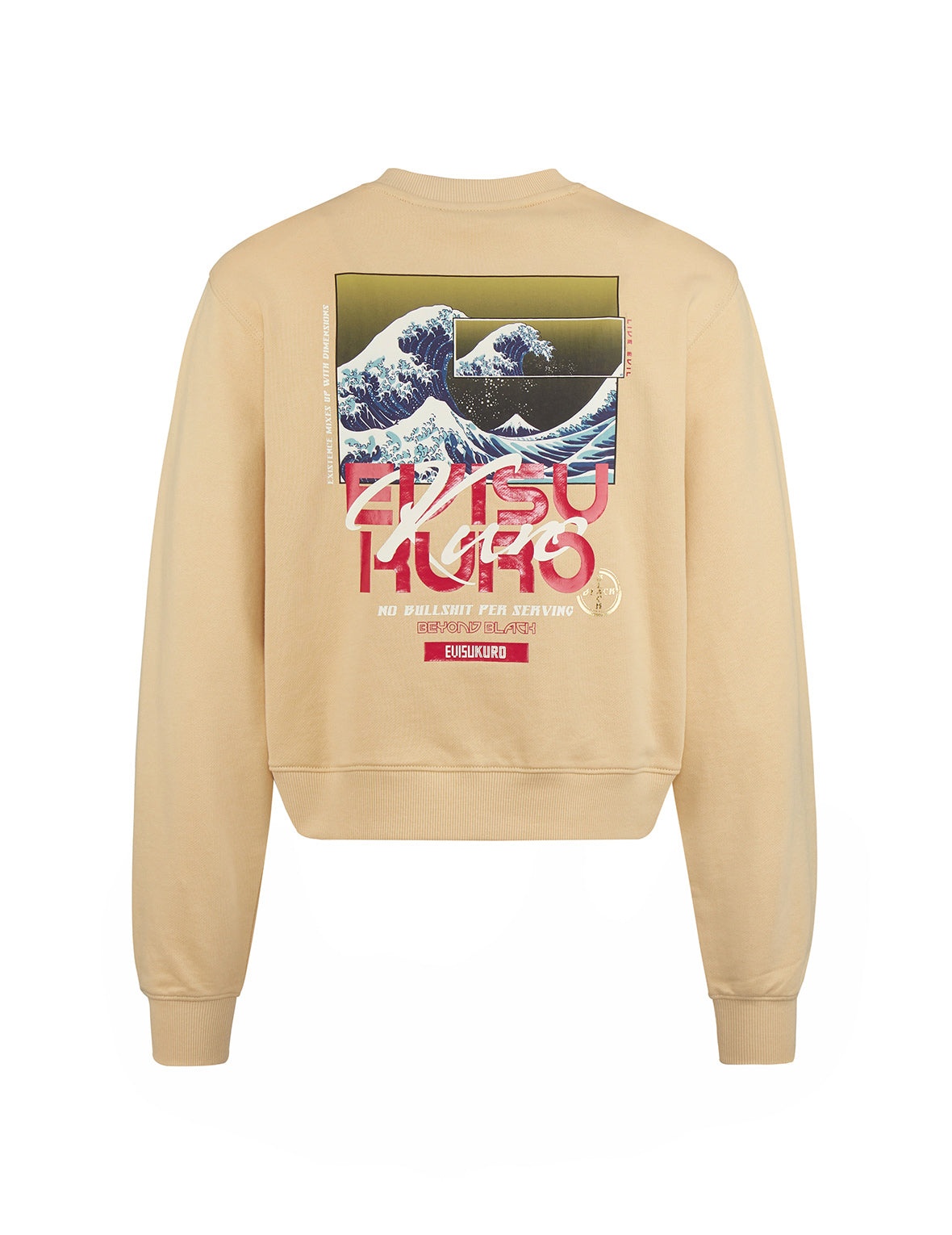 Ukiyo-E and Seagull Print Cropped Sweatshirt - 2