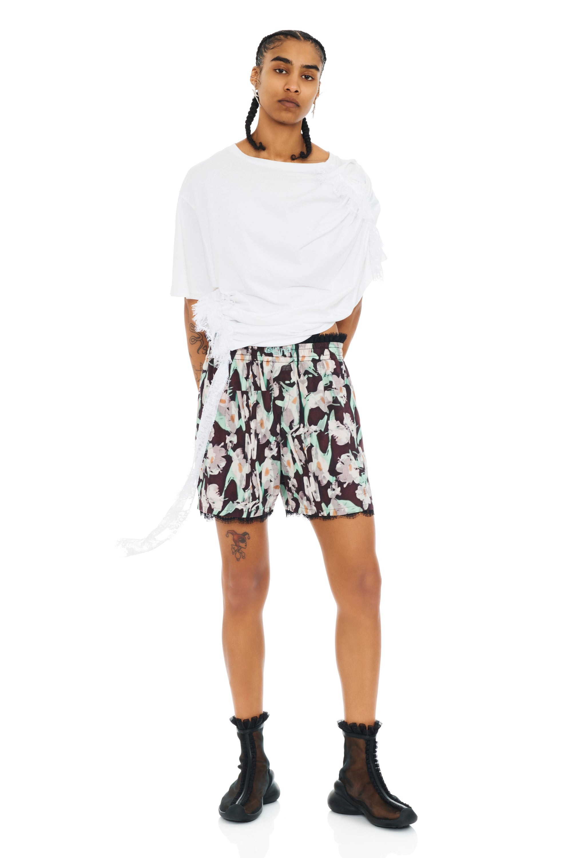 BLACK PAINTED DAISY MINI BOXER - 5