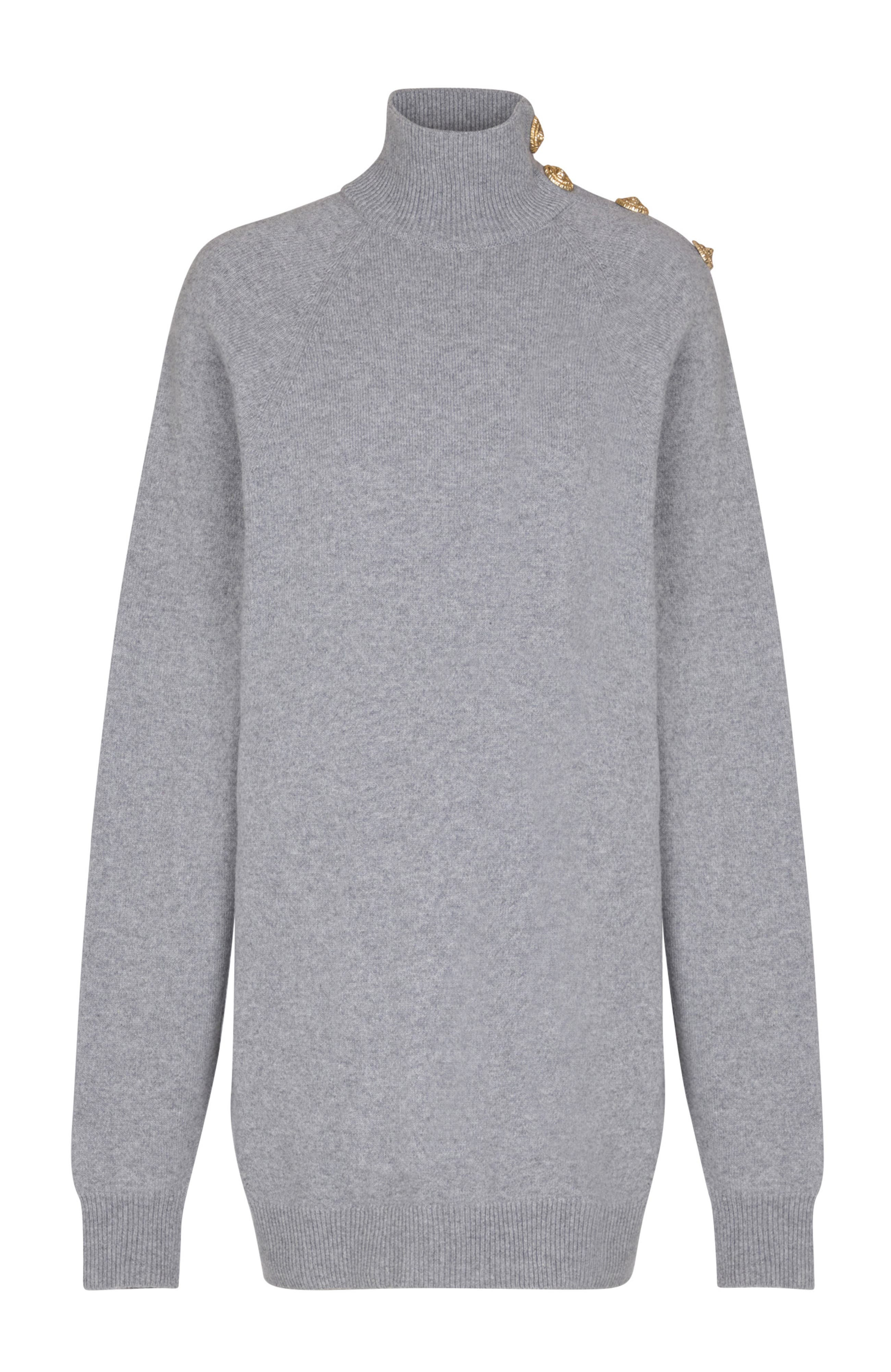 Balmain Short Cashmere Jumper Dress in Grey at Nordstrom - 5
