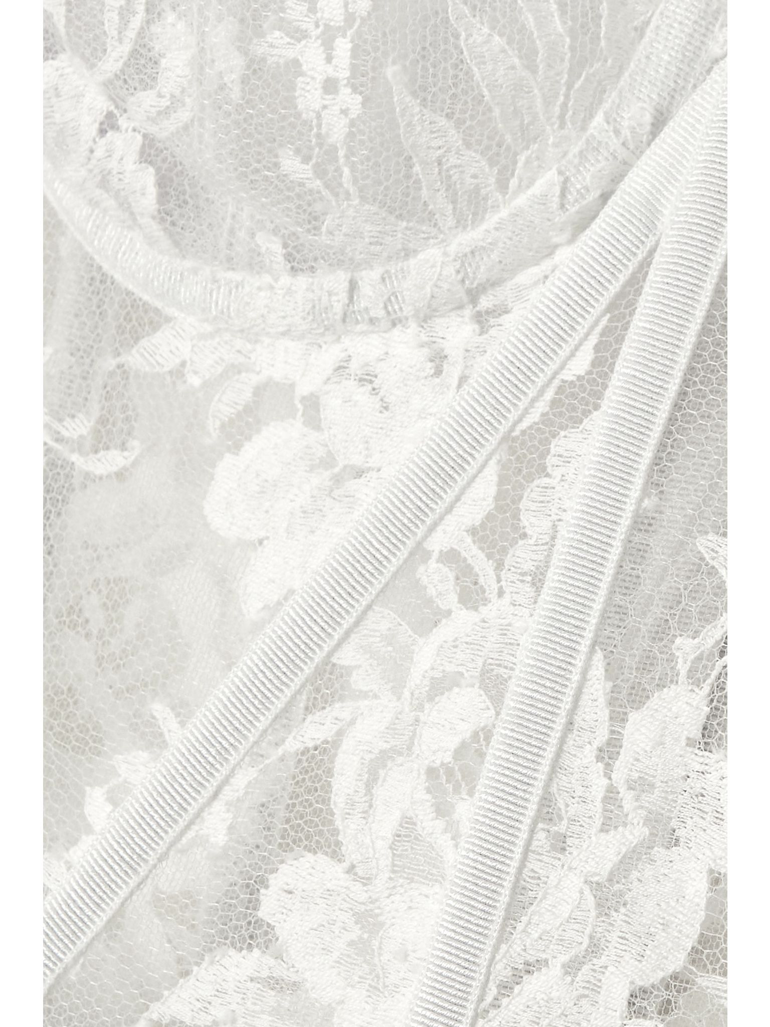 Grosgrain-trimmed lace bustier top White - 5