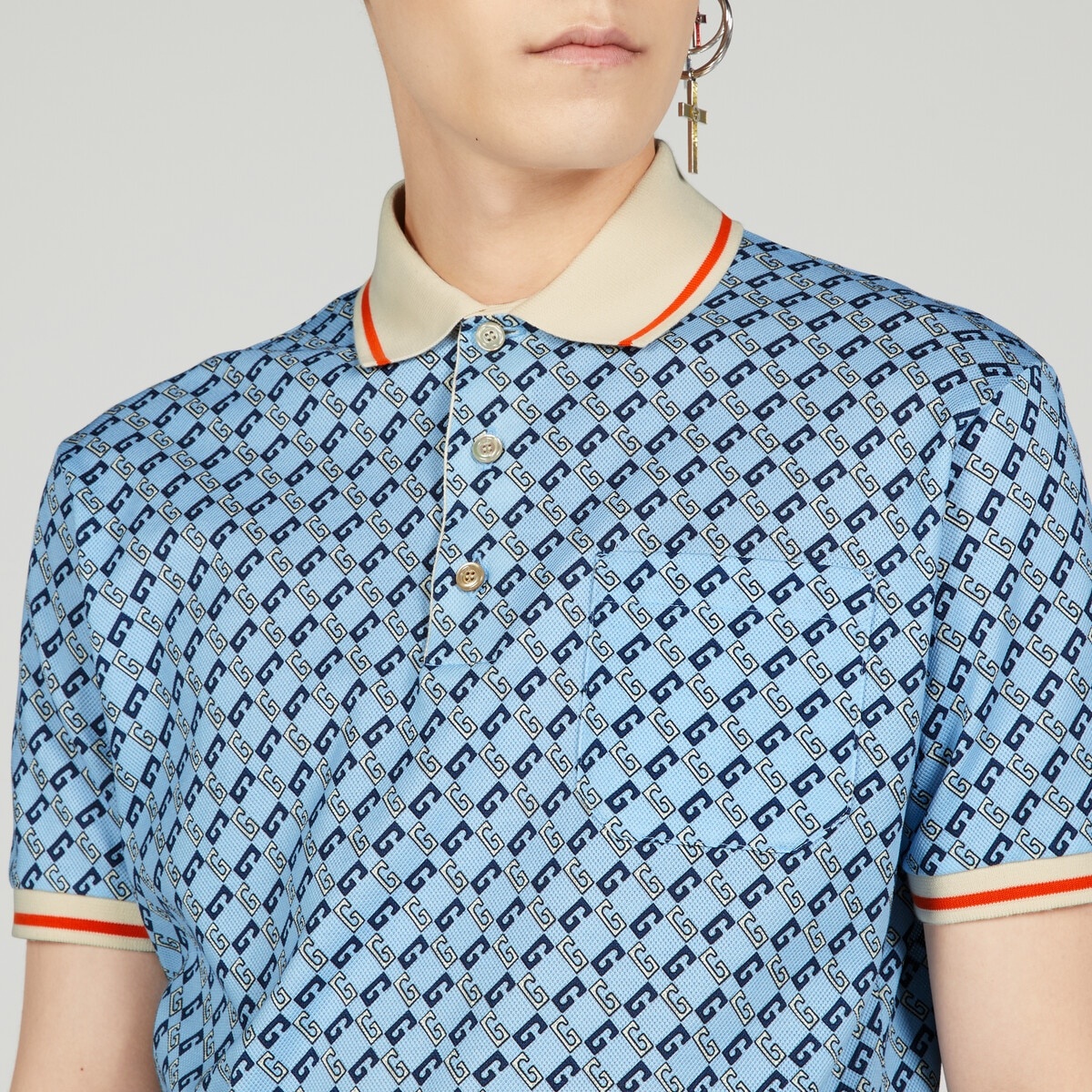 Geometric G cotton piquet polo shirt - 3