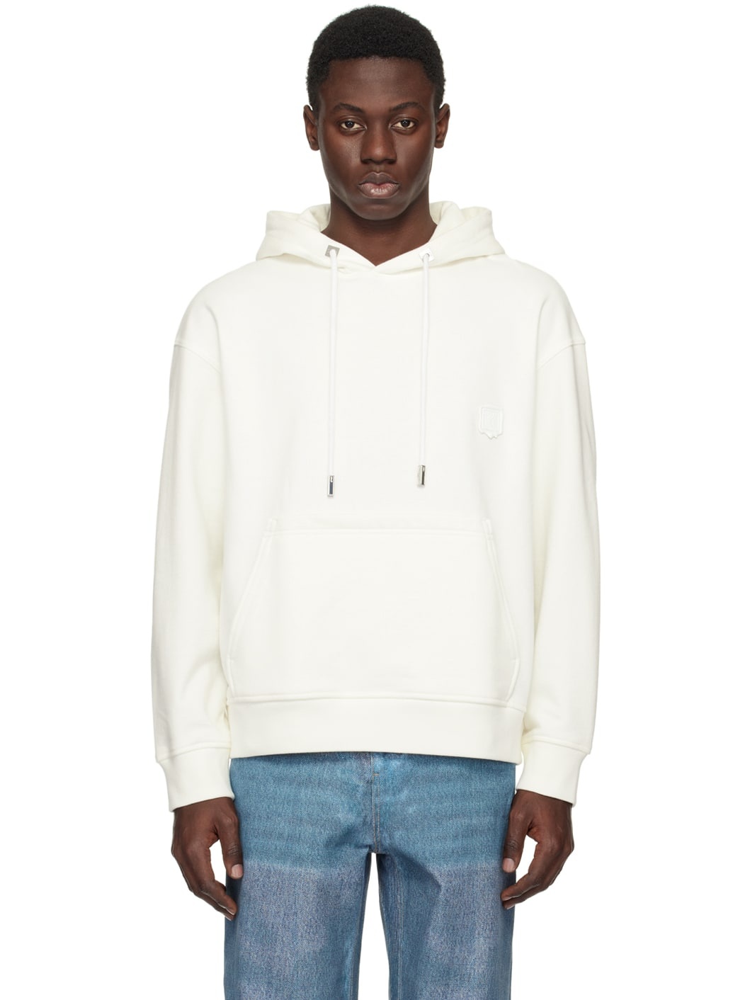 White Printed Hoodie - 1