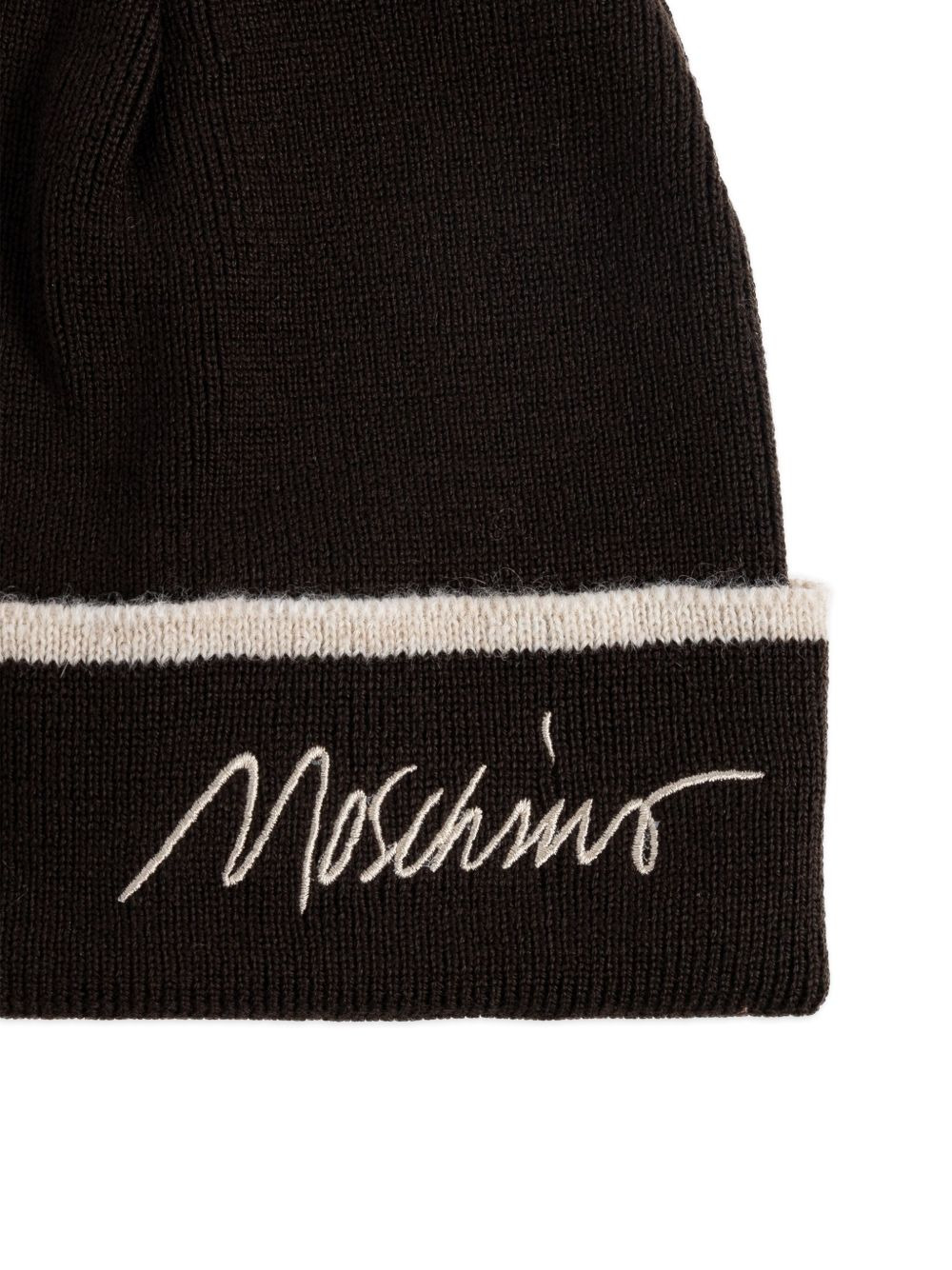 embroidered-logo ribbed beanie hat - 3