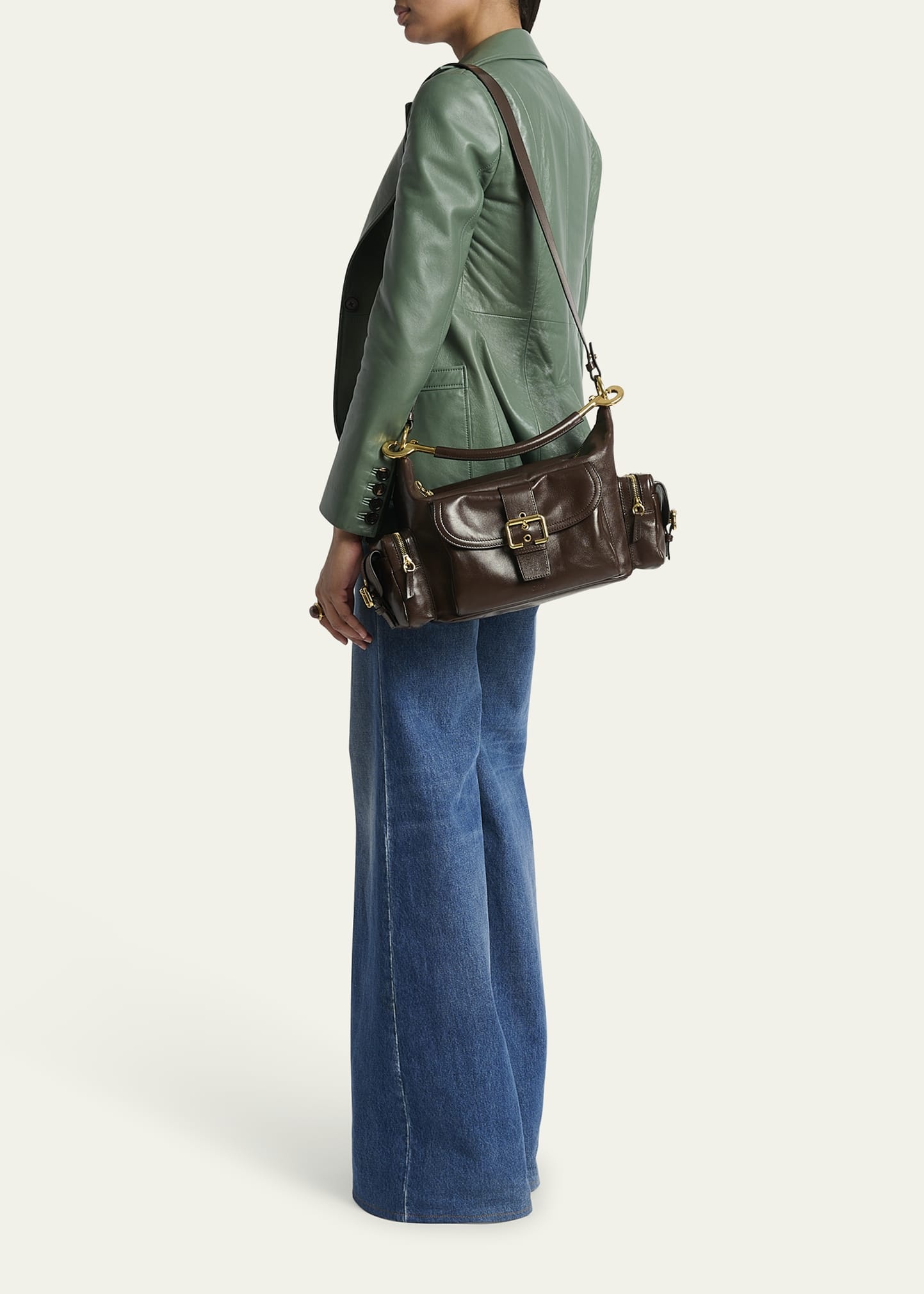Camera Bag Medium in Natural Shiny Calfskin - 6